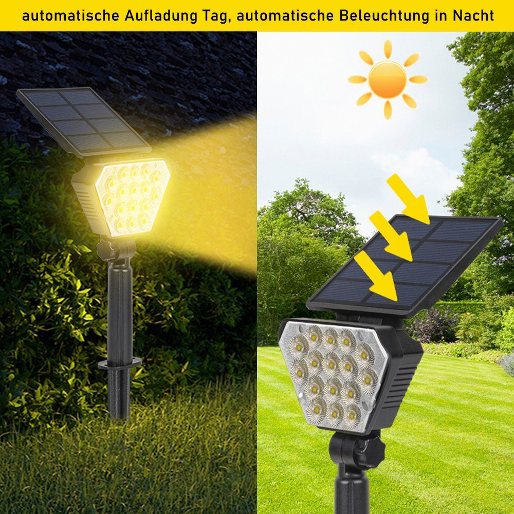 Solarleuchte Stück Warmweiß Solarleuchte 2 LED Solar Wasserdicht für LED zggzerg Außen Gartenleuchten