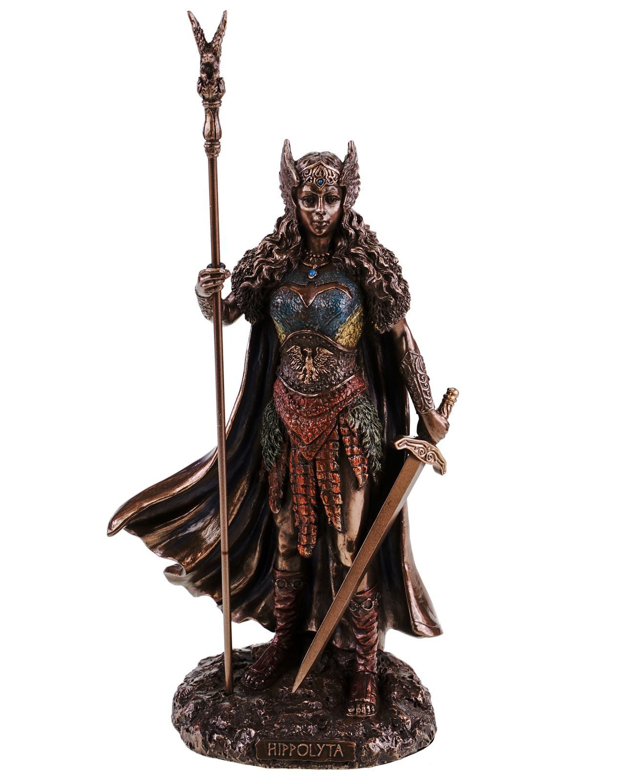 Dekofigur Hippolyta Figur Bronzierte Amazonenkönigin Statue 25x13x8 cm Veronese