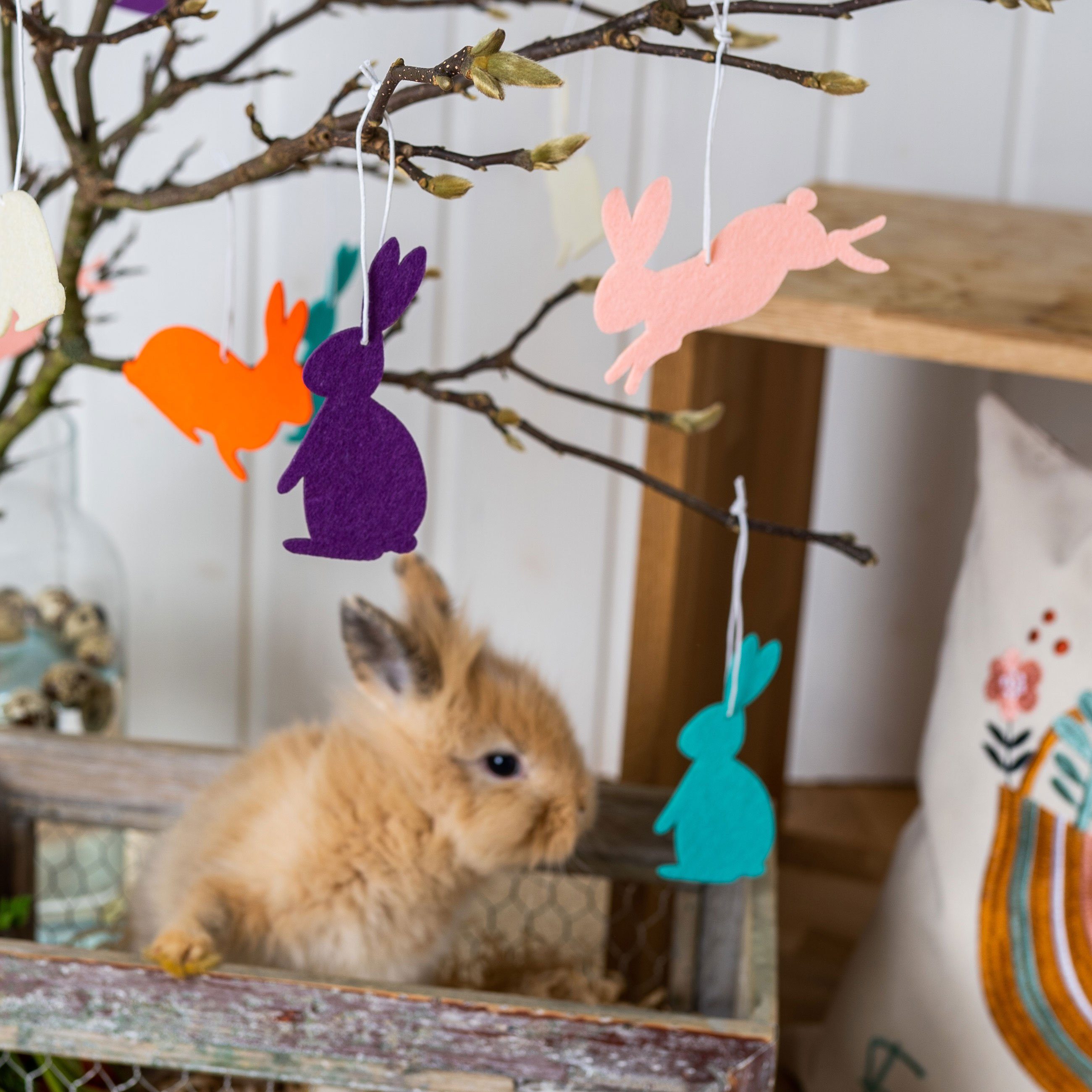 PAPIERDRACHEN Dekohänger 12 Anhänger zu Ostern aus Filz - Klassische Osterdekoration