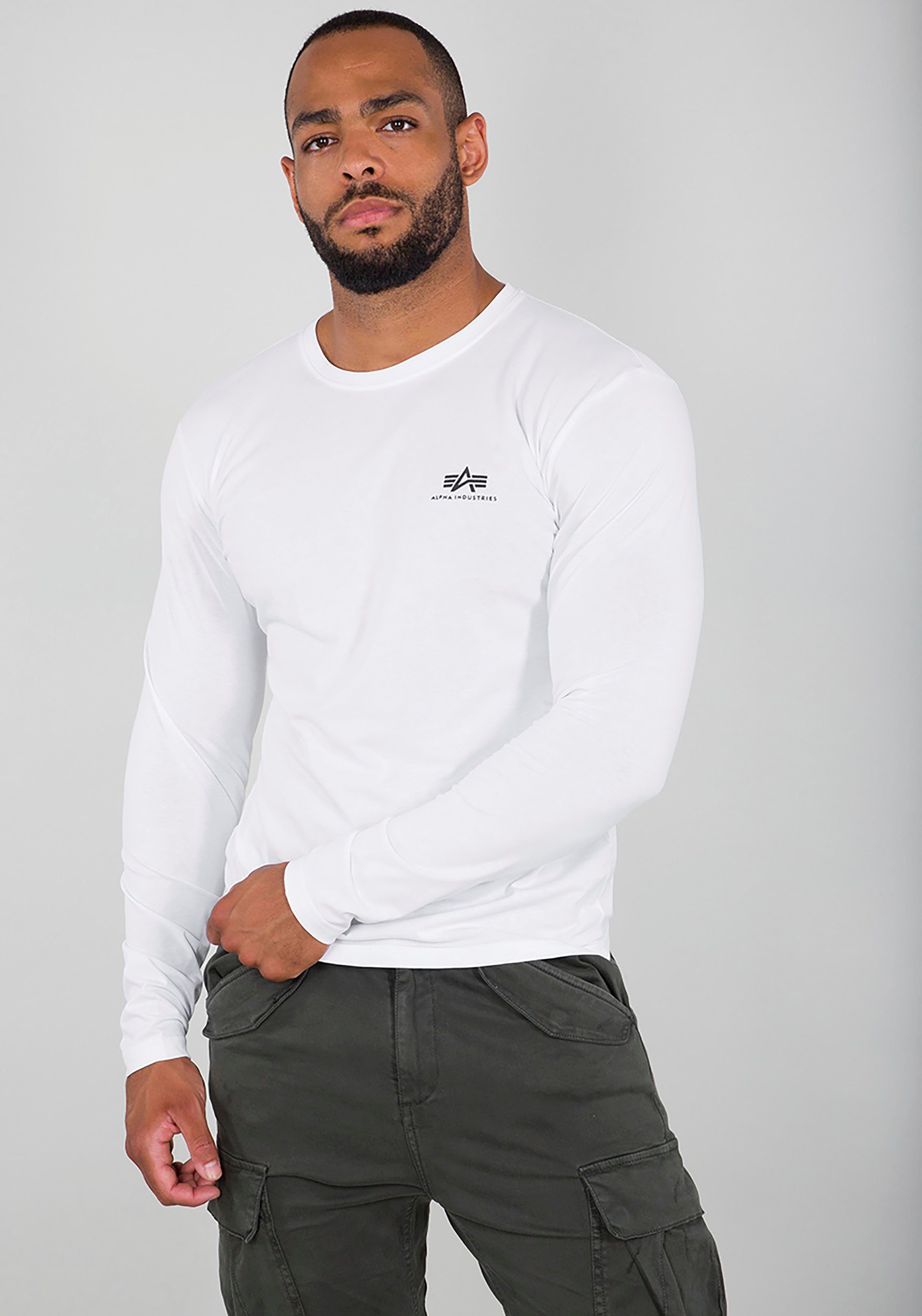 Alpha Small Basic white Logo LS Langarmshirt Industries