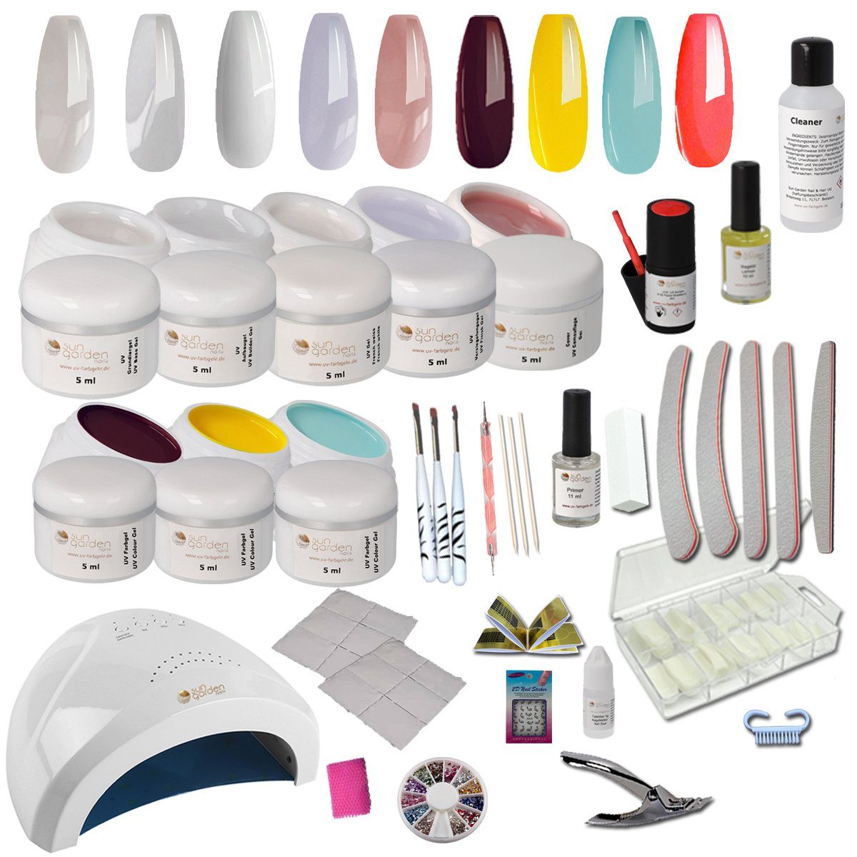 Nagellack-Set UV Gel Starterset Starlight inkl. UV Gerät und Nageldesign Zubehör