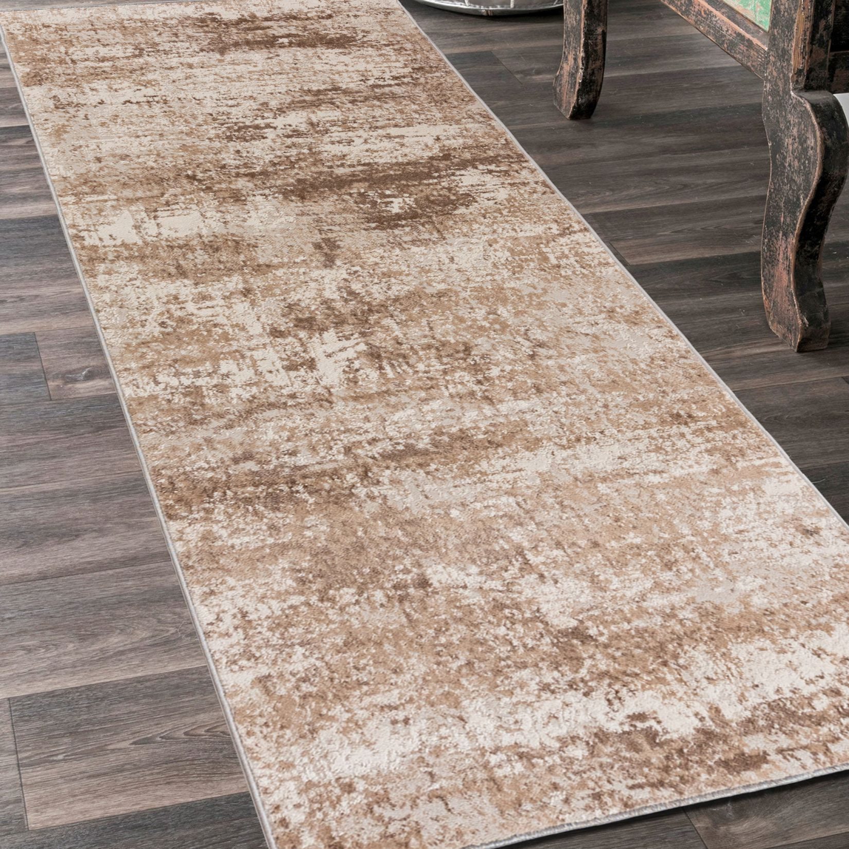Mazovia Läufer Modern Abstrakt Beige Creme Flur, Schlafzimmer, Diele, Fußbodenheizung – Bild 2 von 5