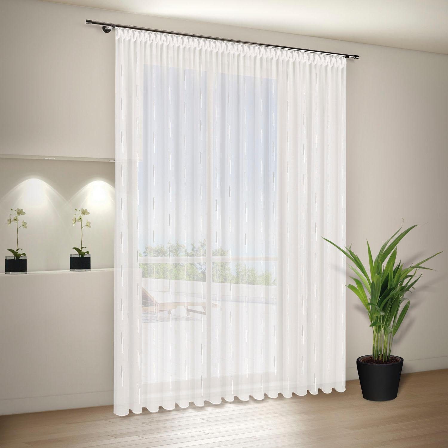 Grundware Gerster, Smokband Voile, mit Gardine (1 Effekt Vera, St), Scherli Voile halbtransparent,