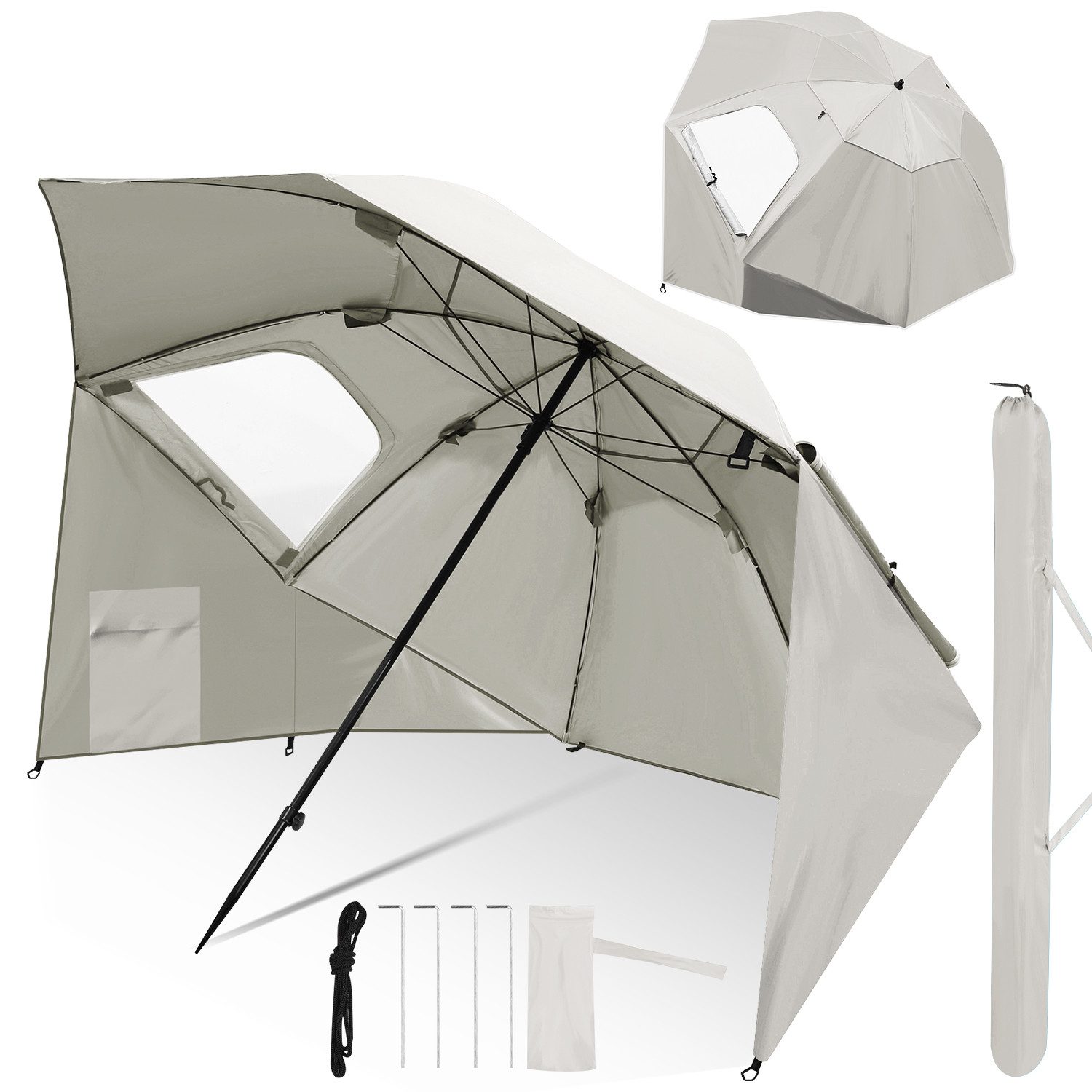 Strandmuschel Sonnenschirme mit umbrella system UV-resistentes 50+ Khaki
