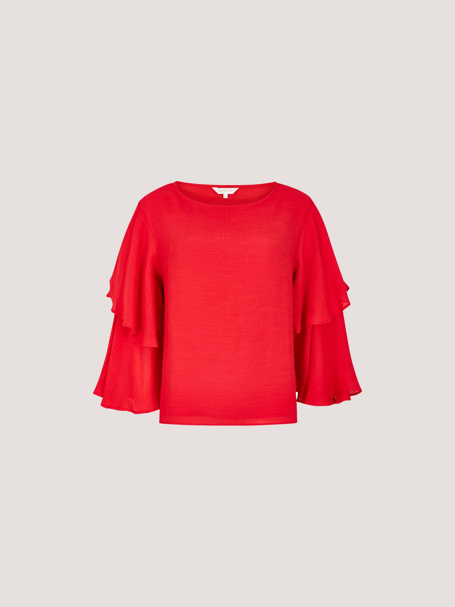 Apricot Blusenshirt Chiffonblusentop mit gerüschten Armen – Bild 5 von 5