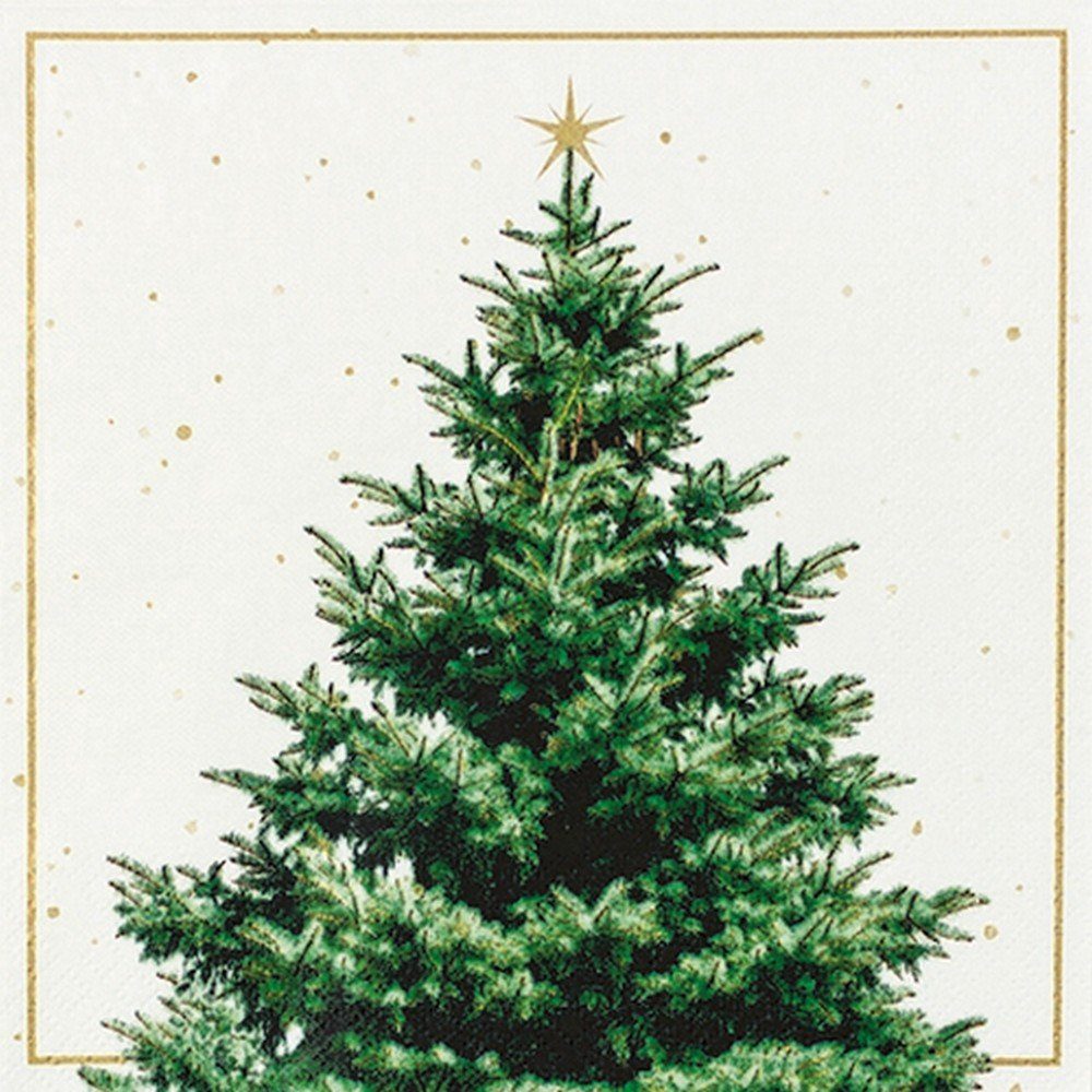 HOME FASHION Papierserviette 20 Servietten Fir Tree - Festlicher Weihnachtsbaum 33x33cm, (20 St)
