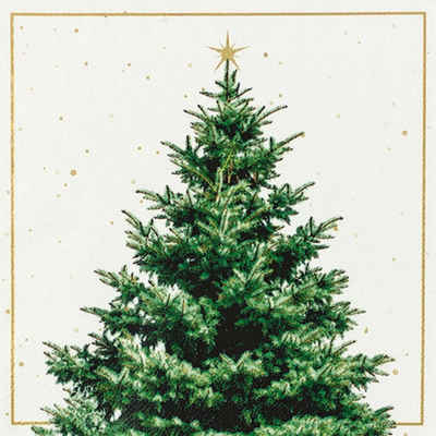 HOME FASHION Papierserviette 20 Servietten Fir Tree - Festlicher Weihnachtsbaum 33x33cm, (20 St)