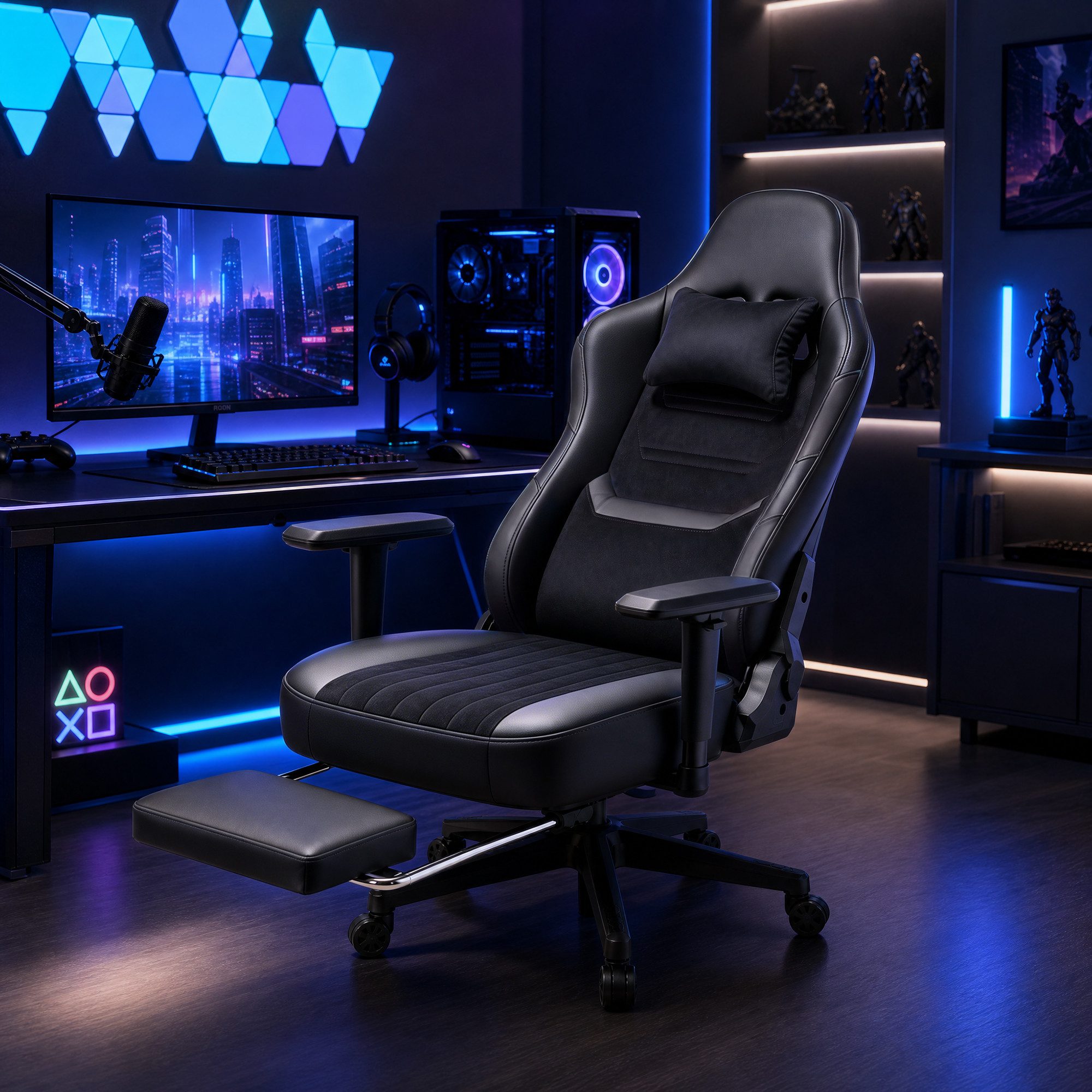 HOMALL Gaming-Stuhl 90-165° Neigung,breite Sitzfläche,kratzfester Samt,gaming stuhl 200kg