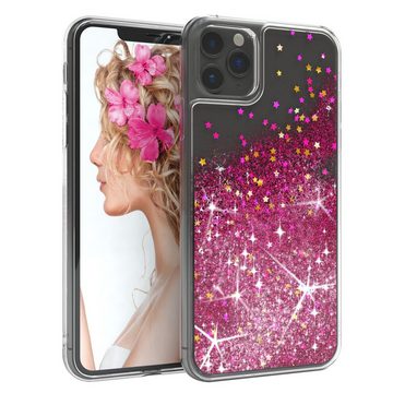 EAZY CASE Handyhülle Liquid Glittery Case für Apple iPhone 11 Pro Max 6,5 Zoll, Glitzerhülle Shiny Slimcover stoßfest Durchsichtig Bumper Case Pink