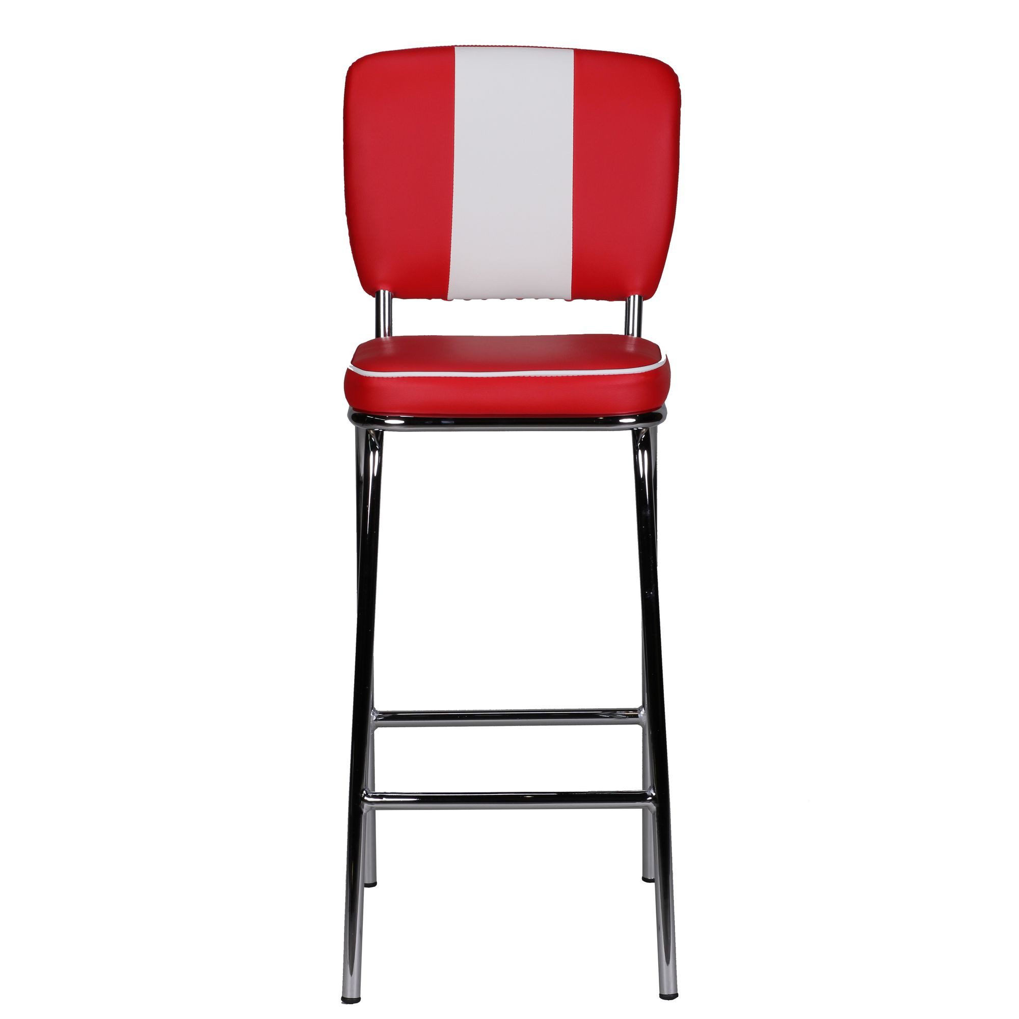 Wohnling Barhocker WL1.718 Barstuhl American Diner 50er Retro Rot Weiß Tresenstuhl (American Diner, Barstuhl Kunstleder Rot / Weiß), Tresenhocker USA, Design Tresenstuhl Modern