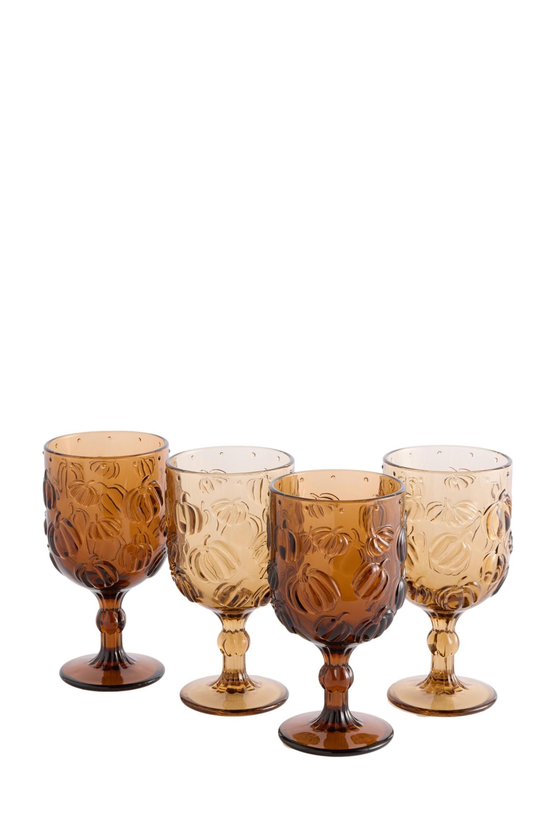 Next Weinglas 4er-Set Weingläser aus Pressglas, Kürbis-Motiv, 4-tlg., Glas