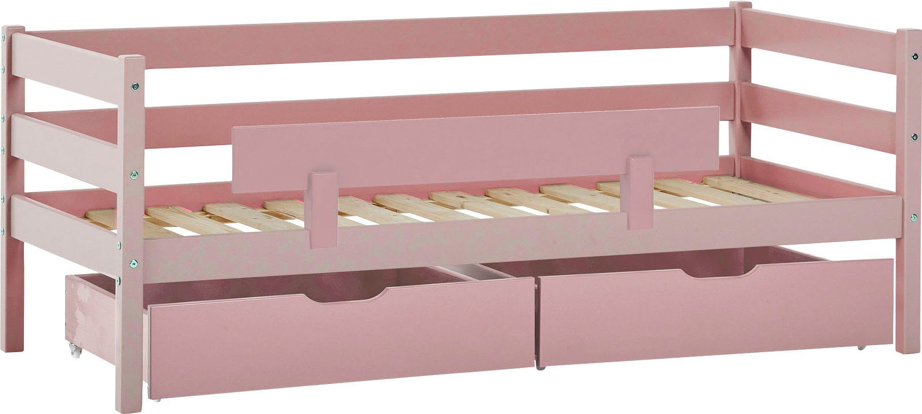Hoppekids Einzelbett ECO Comfort (Set), mit Rollrost in 8 Farben, wahlweise mit Matratze und Absturzsicherung Pale Rose