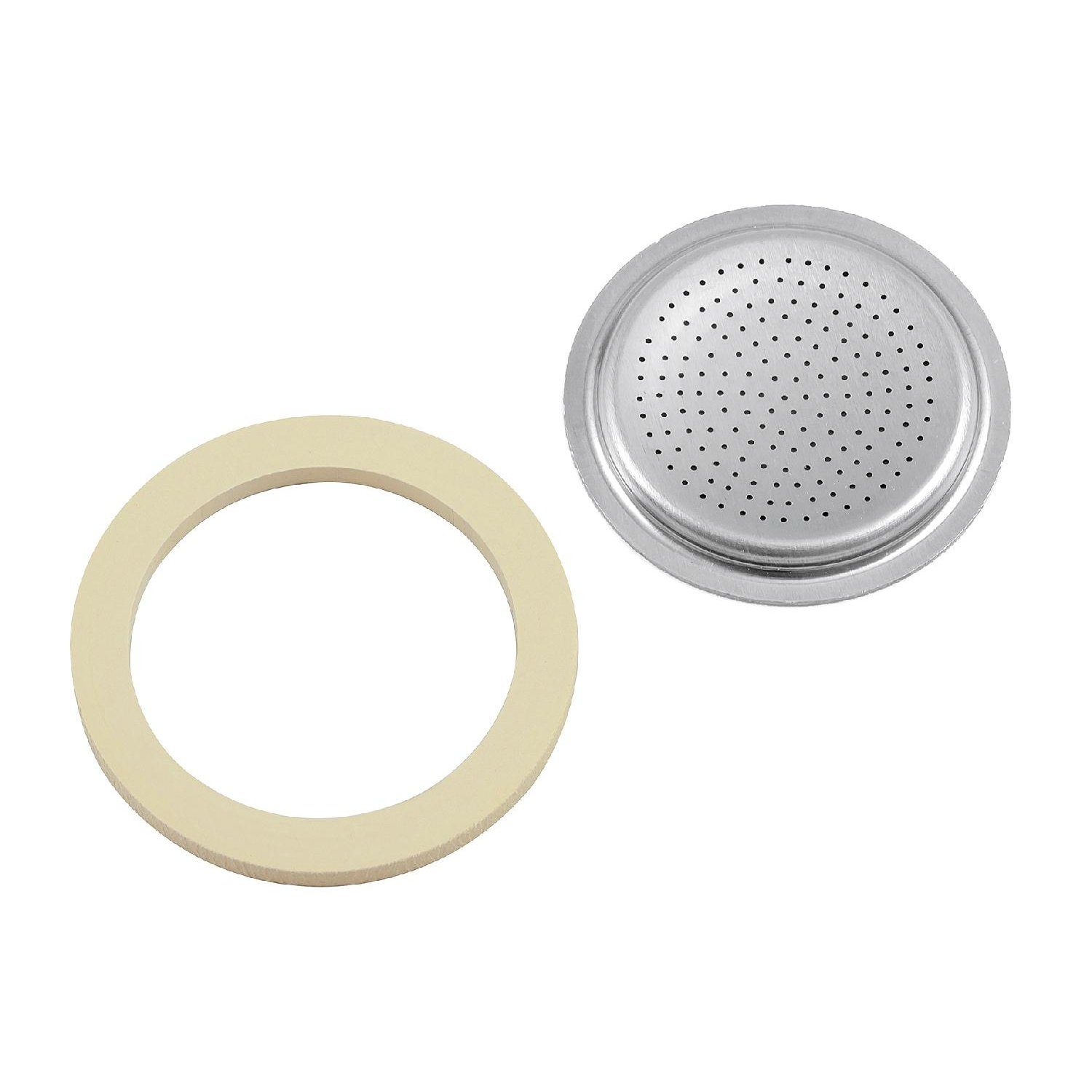 BIALETTI Dichtungsring Ersatzteilset für 2/3/4 Tassen, 2-teilig (1 Set) (2-St), 1 Dichtung Silikon + 1 Filter