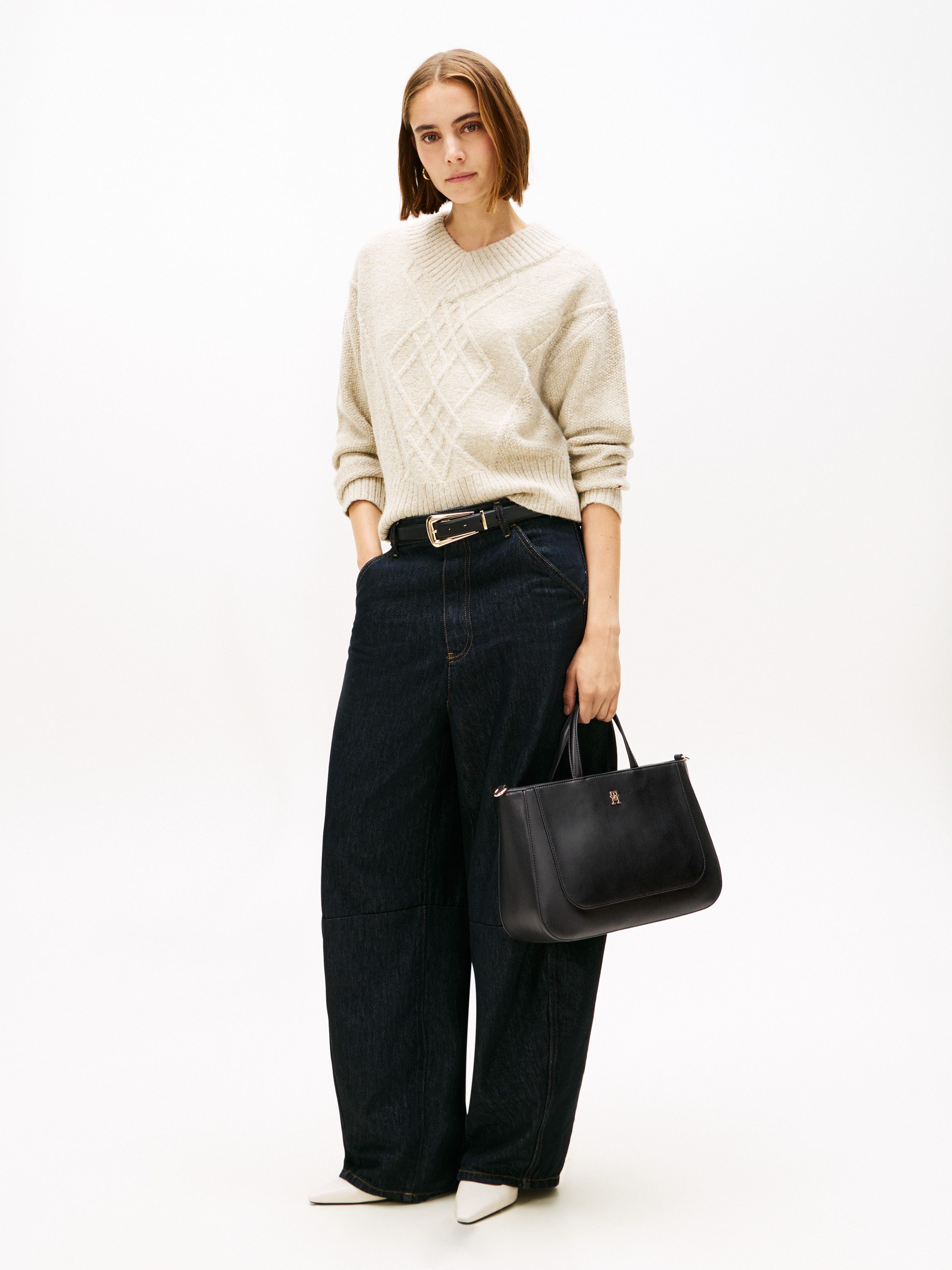 Tommy Hilfiger Satchel TH GLAM SATCHEL, Damen Umhängetasche, Tragetasche, Schultertasche mit TH-Logo