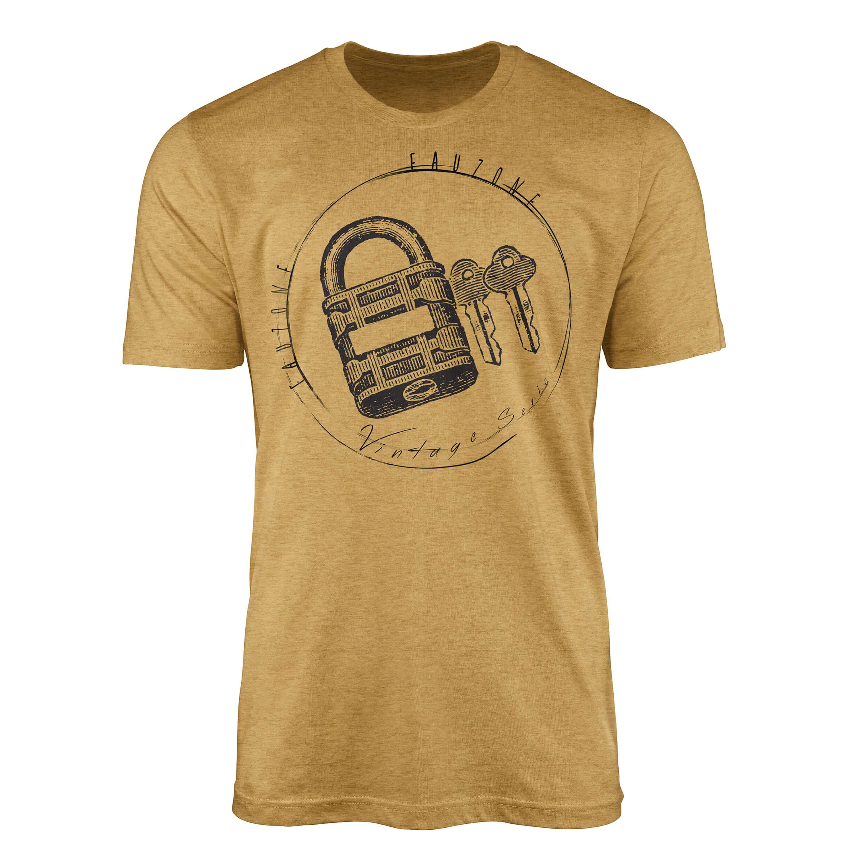 Sinus Art T-Shirt Vintage Herren T-Shirt Schloss Antique Gold
