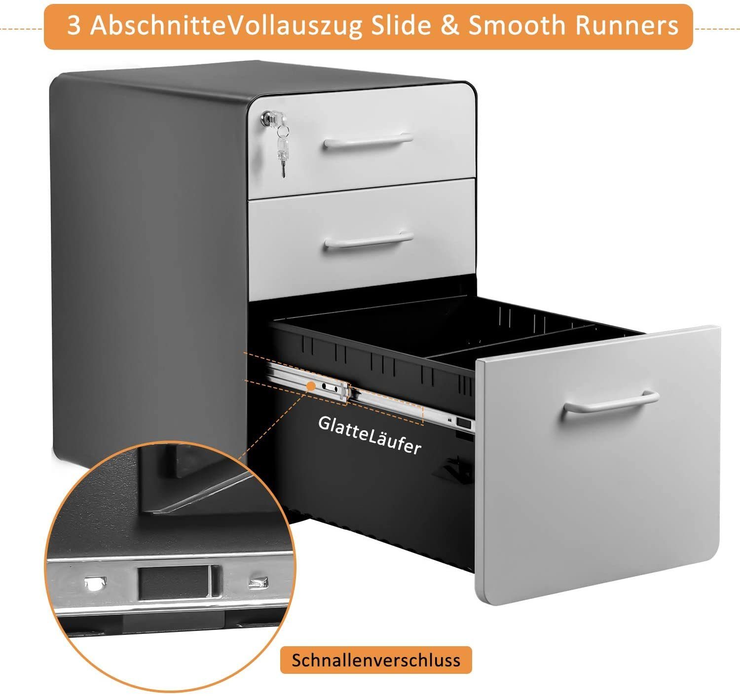Merax Rollcontainer, aktenschränke büroschränke mit abschließbaren
