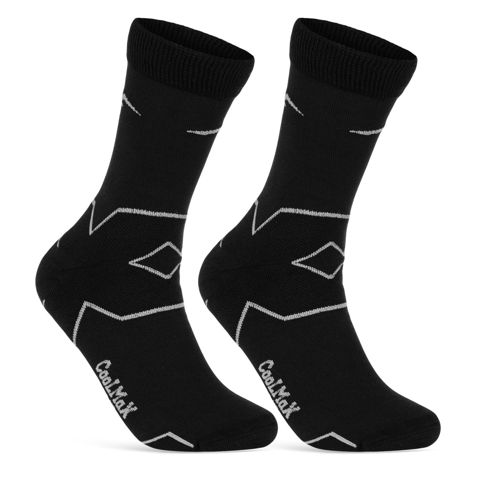 sockenkauf24 Funktionssocken Merino Wandersocken (Schwarz/Grau, 50101P & 2-Paar, Socken Trekking Herren WP - Outdoor 43-46) Damen für