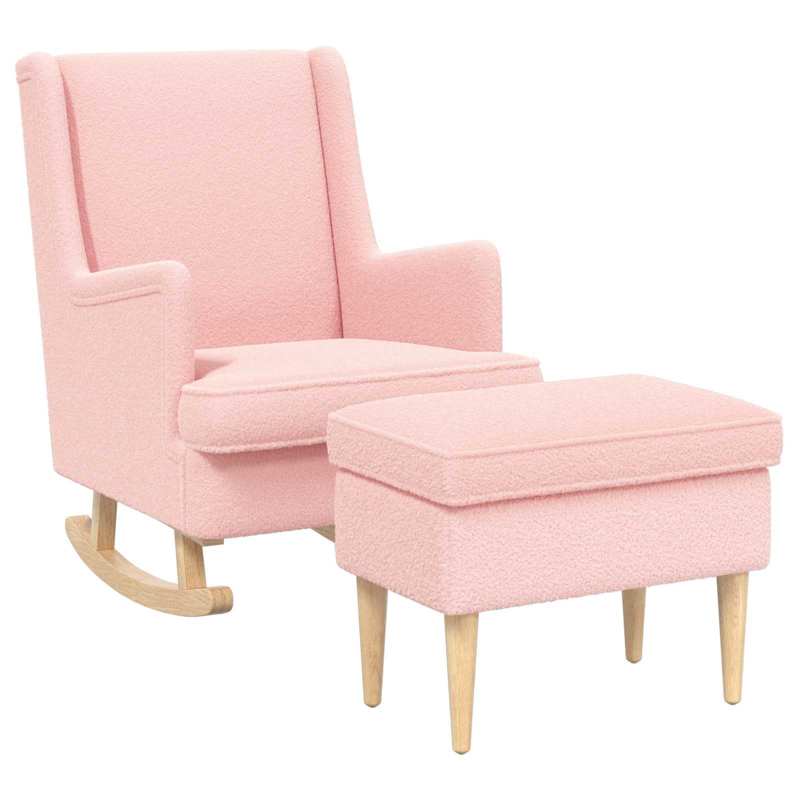 vidaXL Gartenlounge-Set Sessel mit Fußhocker 2 stk. Rosa Bouclé, (2-tlg)