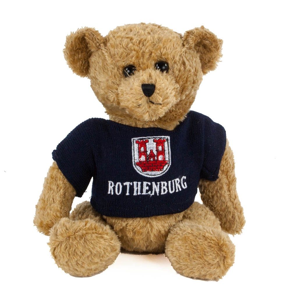 Kuscheltier Teddybär Rothenburg mit dunkelblauem Pulli sitzend 20 cm