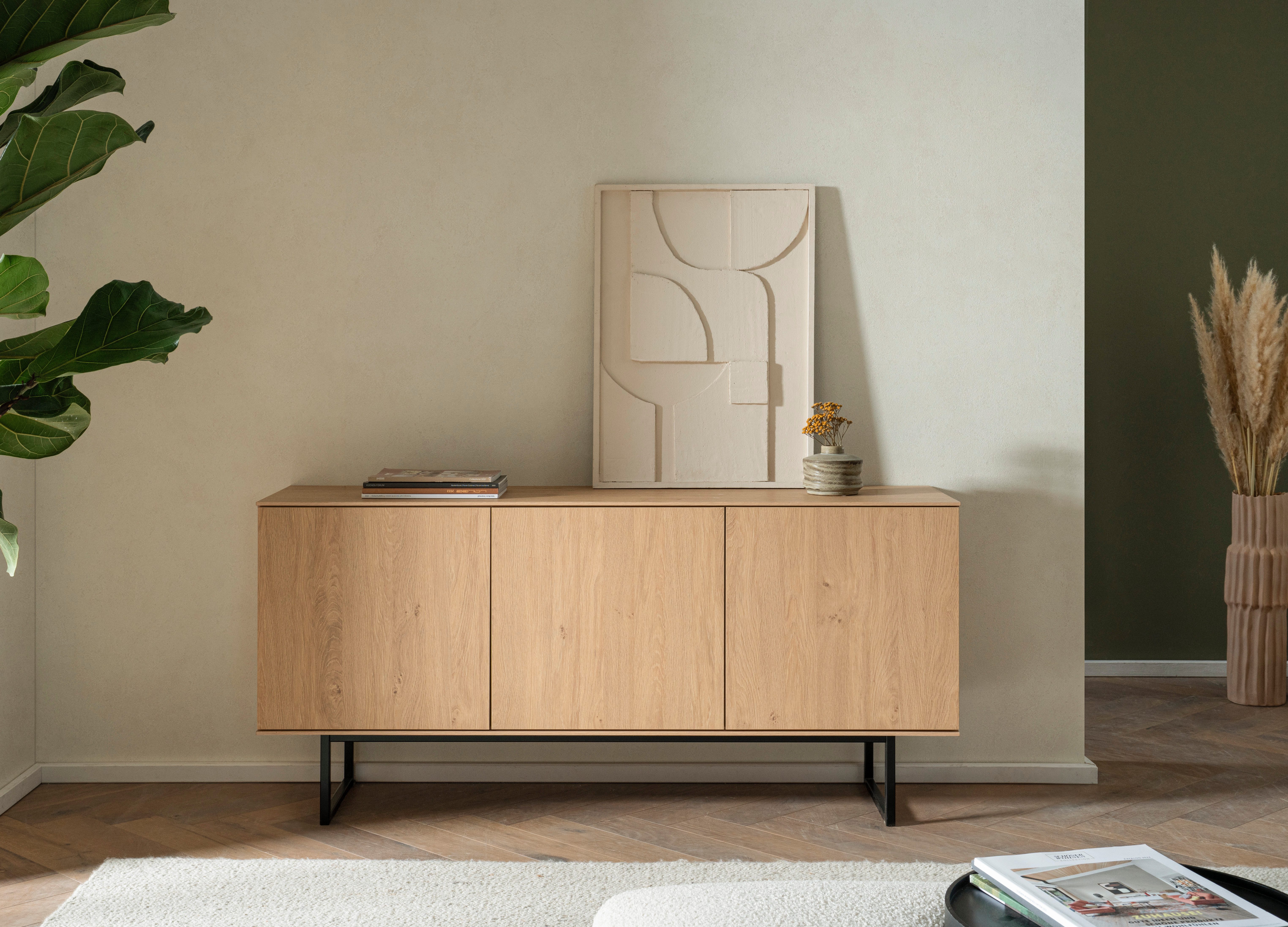 Lowboard Lund, moderner TV-Unterschrank, Kommode mit Kufengestell