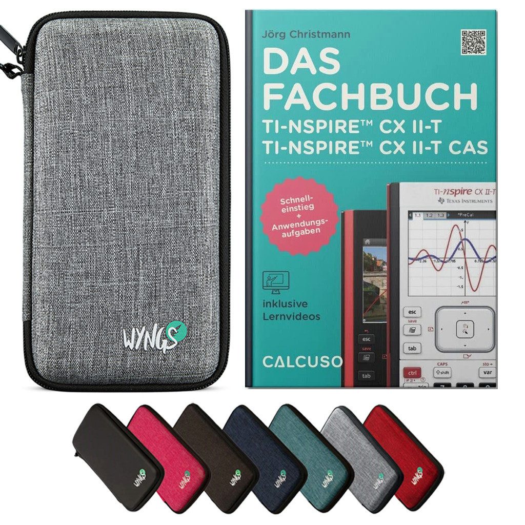CALCUSO Taschenrechner Zubehör zum TI-Nspire CX II-T (CAS) - Fachbuch & Schutztasche Hellgrau