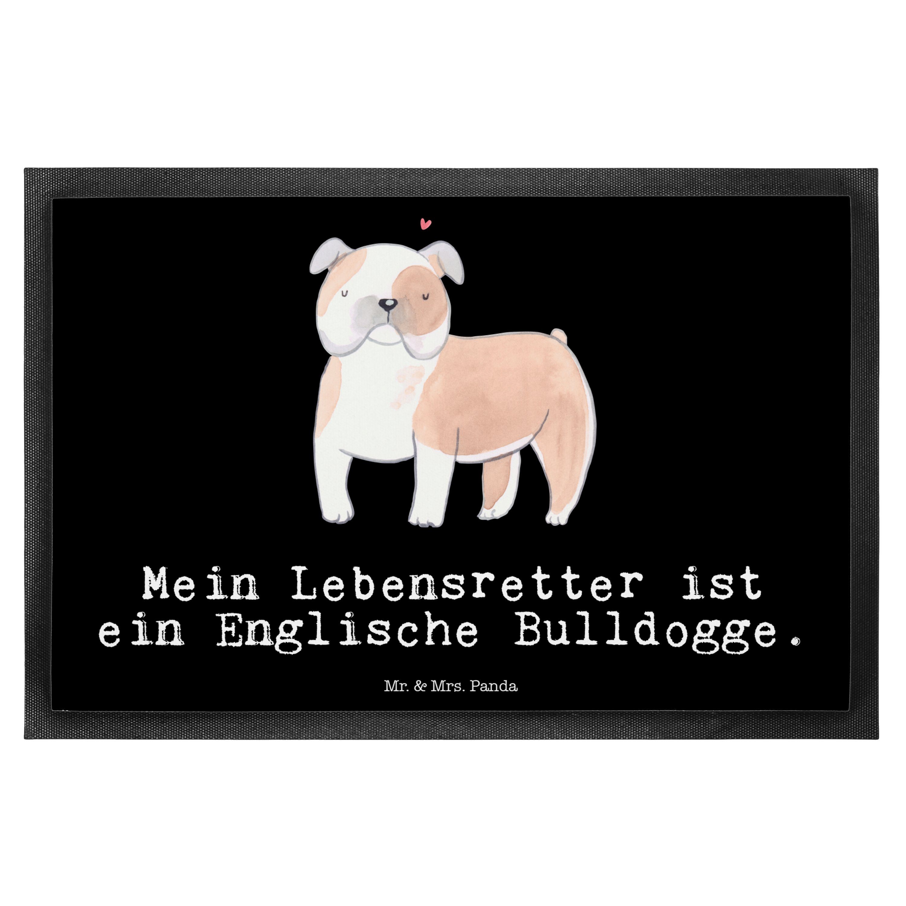 Fußmatte Englische Bulldogge Lebensretter - Schwarz - Geschenk, Schmutzfänger, Mr. & Mrs. Panda, Höhe: 0.6 mm