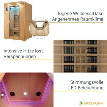 Artsauna Infrarotkabine Oslo, für 2 Personen, Hemlock-Holz, HiFi-System, Ionisator, LED-Farblicht
