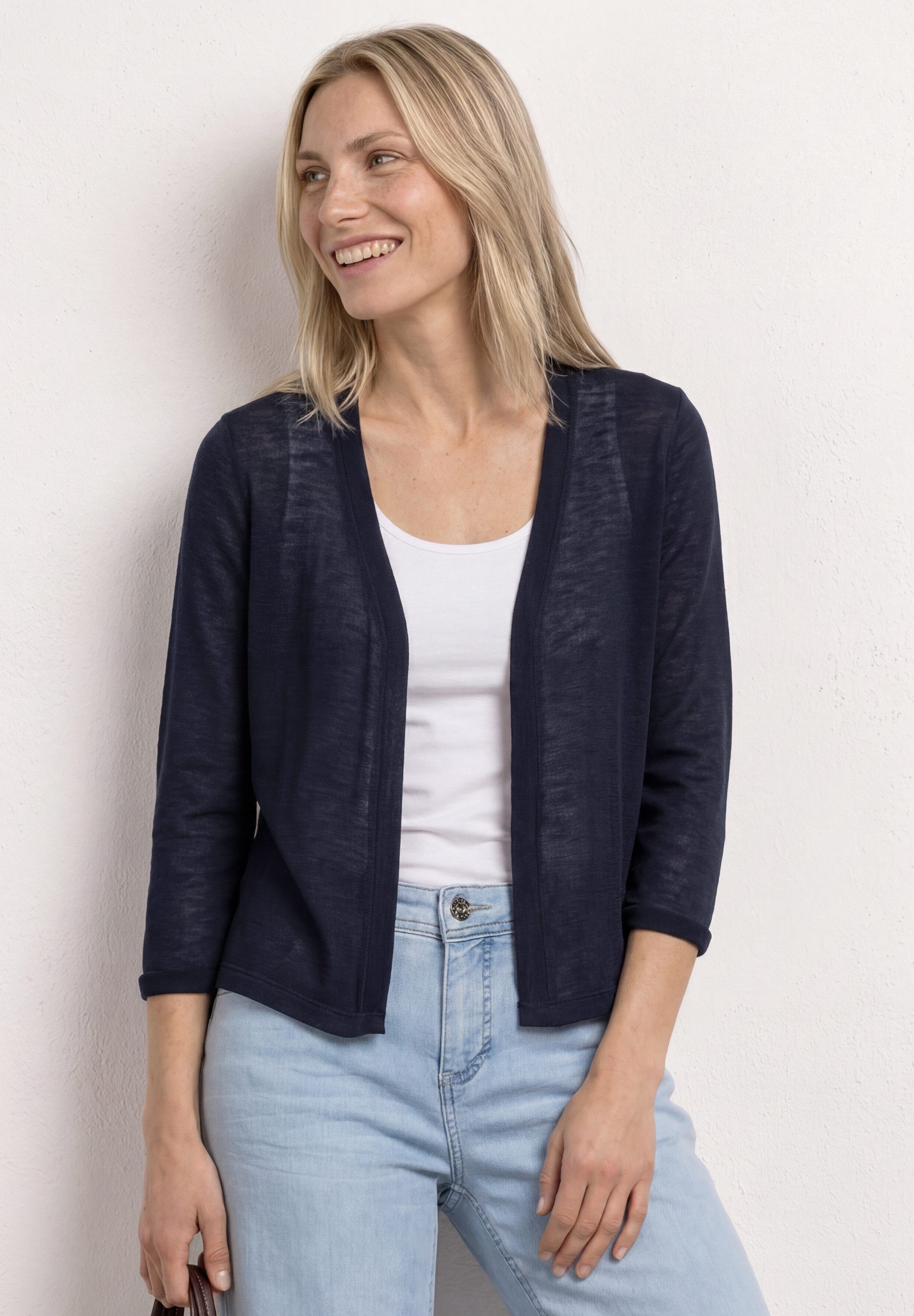 STREET ONE Shirtjacke Style Suse 3/4-Arm Jacke in offener Passform - aus Viskose und mit Stretch