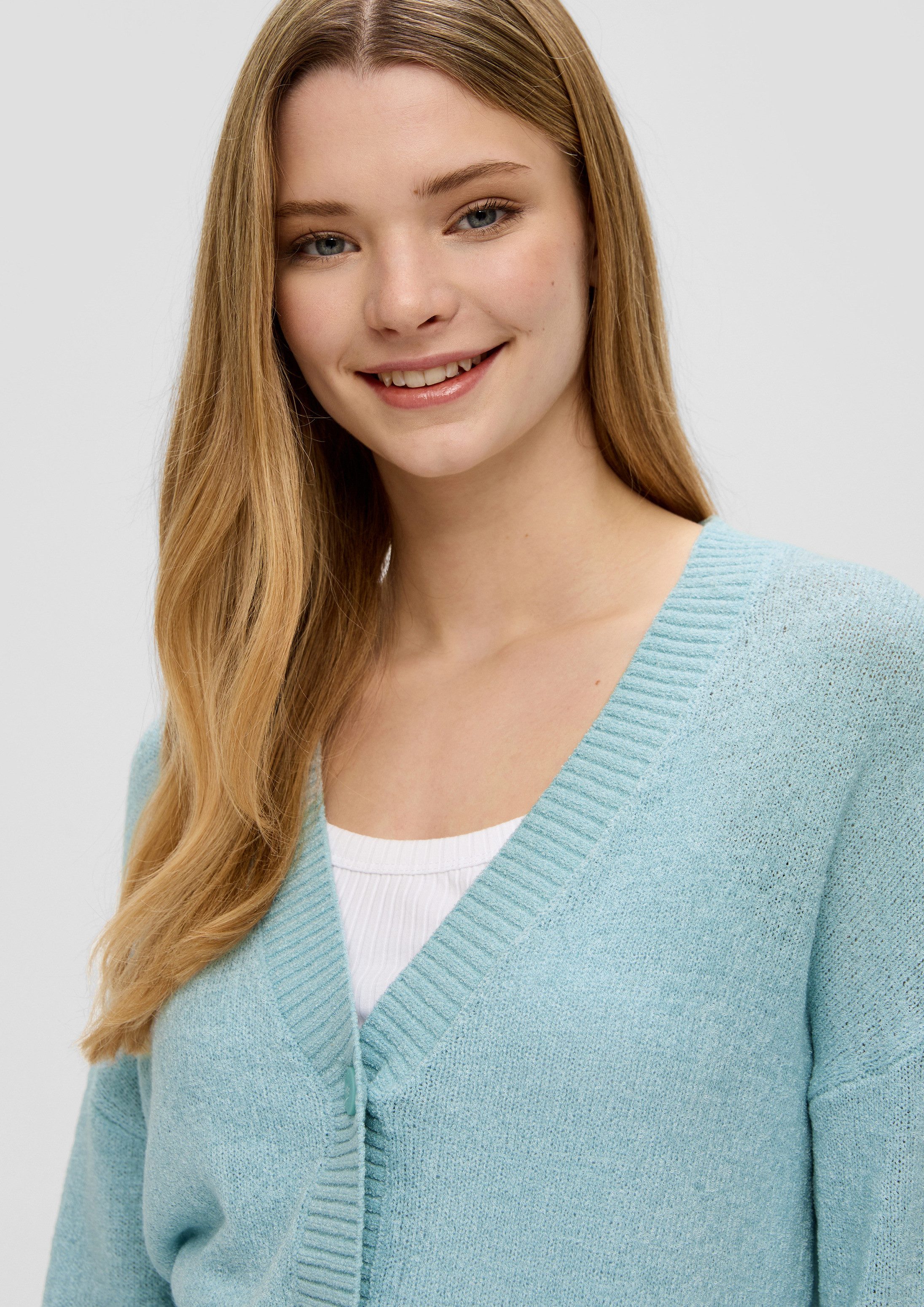 QS Cardigan Strickjacke Verkürzte Strickjacke mit Knöpfen