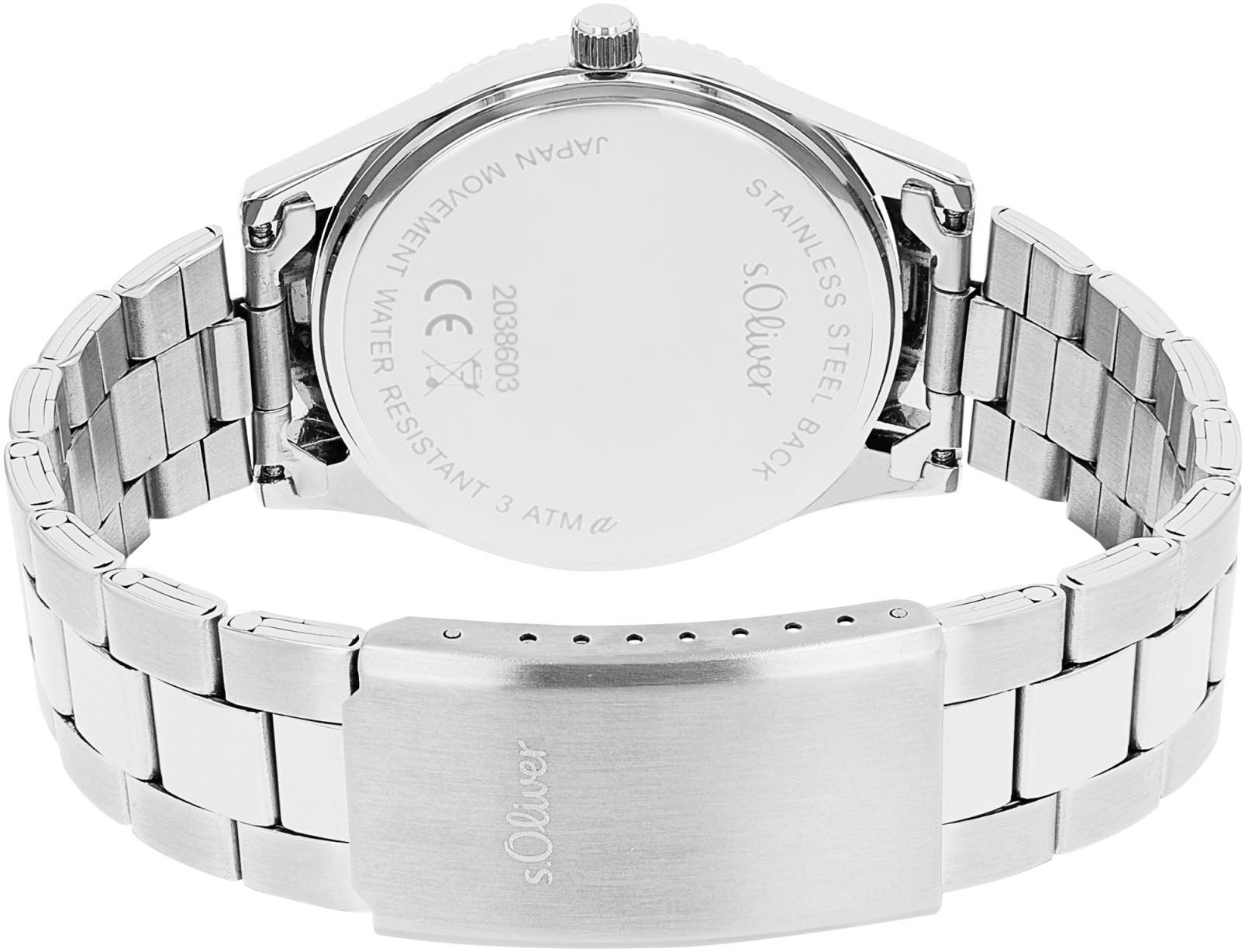 s.Oliver Quarzuhr 2038603, Armbanduhr, Damenuhr, Herrenuhr, Edelstahlarmband