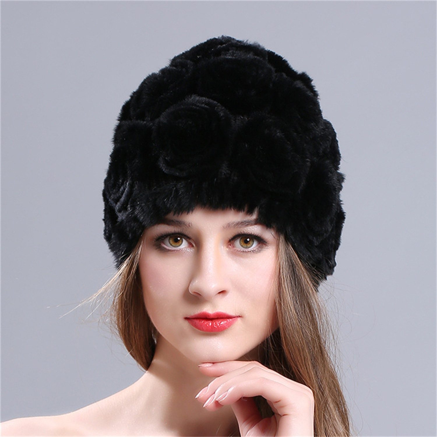 autolock Jerseymütze Frauen Mütze, hergestellt aus Kaninchenfell günstig online kaufen