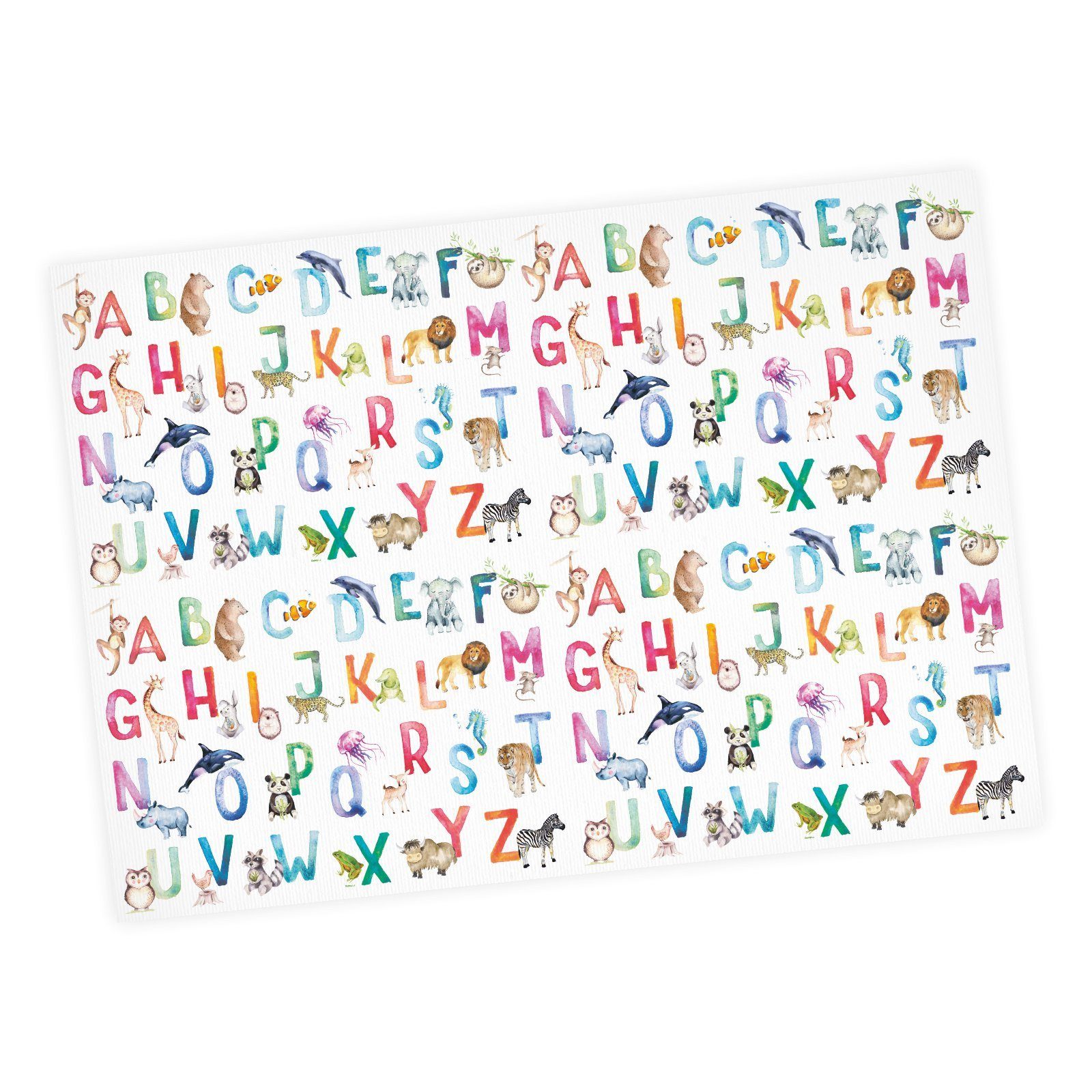 Packpapier Tier ABC Aquarell bunt Geschenkpapier