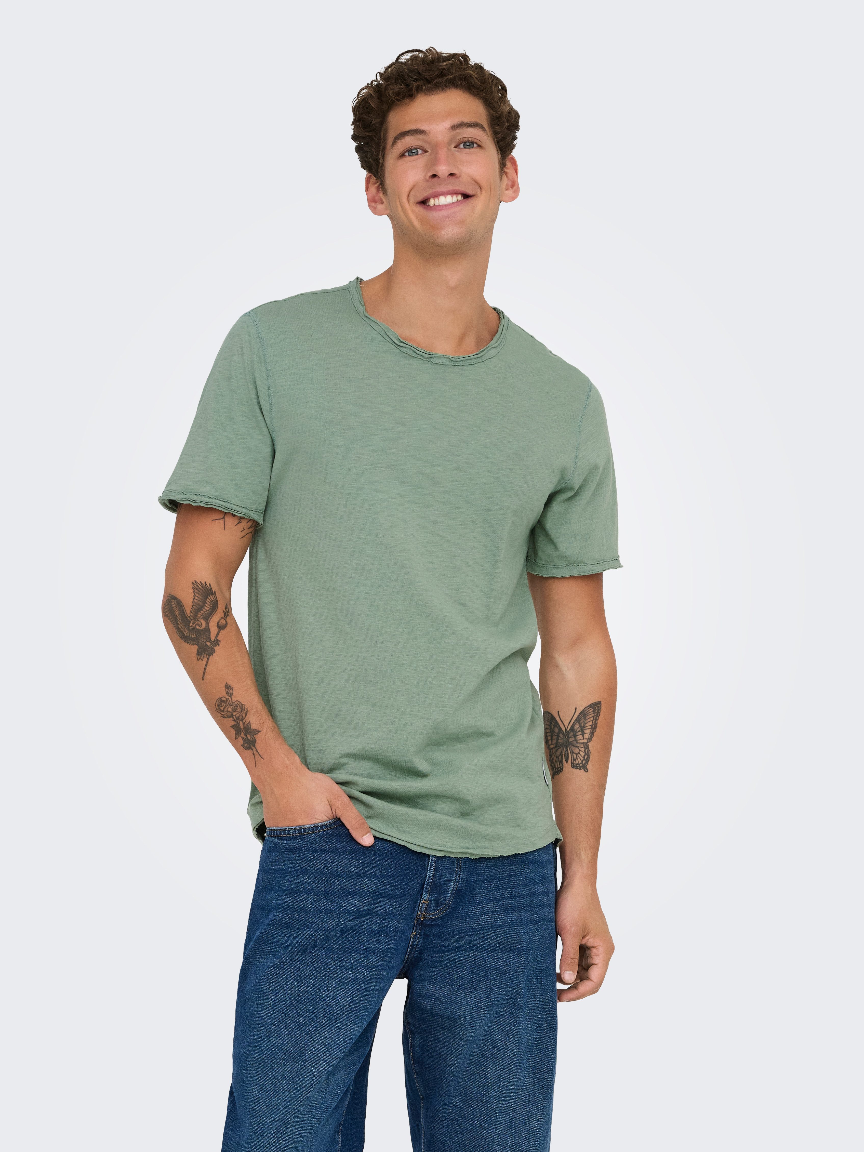 ONLY & SONS Rundhalsshirt ONSBENNE LONGY SS TEE NF 7822 NOOS