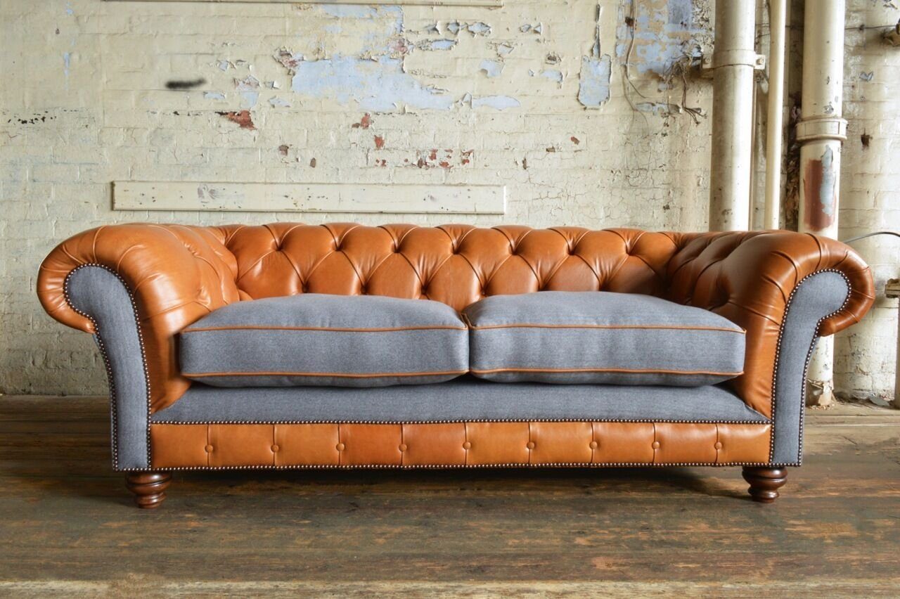 JVmoebel Chesterfield-Sofa Chesterfield Sofa Stoff Couch big xxl couchen Sitz Polster Leder sofas, Die Rückenlehne mit Knöpfen.