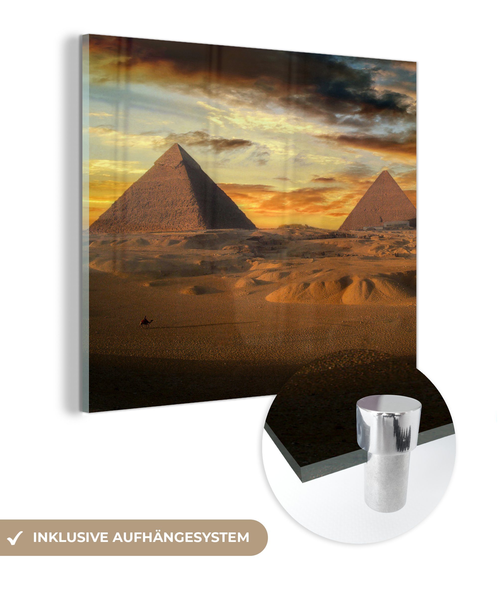 MuchoWow Acrylglasbild Die Pyramiden von Kairo - Ägypten, (1 St), Glasbilder - Bilder auf Glas Wandbild - Foto auf Glas - Wanddekoration