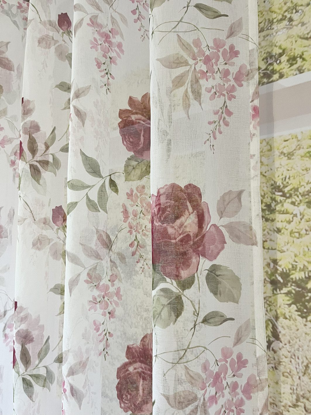 EXPERIENCE Vorhang Ösenschal mit Rosenmuster 140x245 cm Polyester, Ösen, halbtransparent, 8 Ösen – Bild 5 von 5