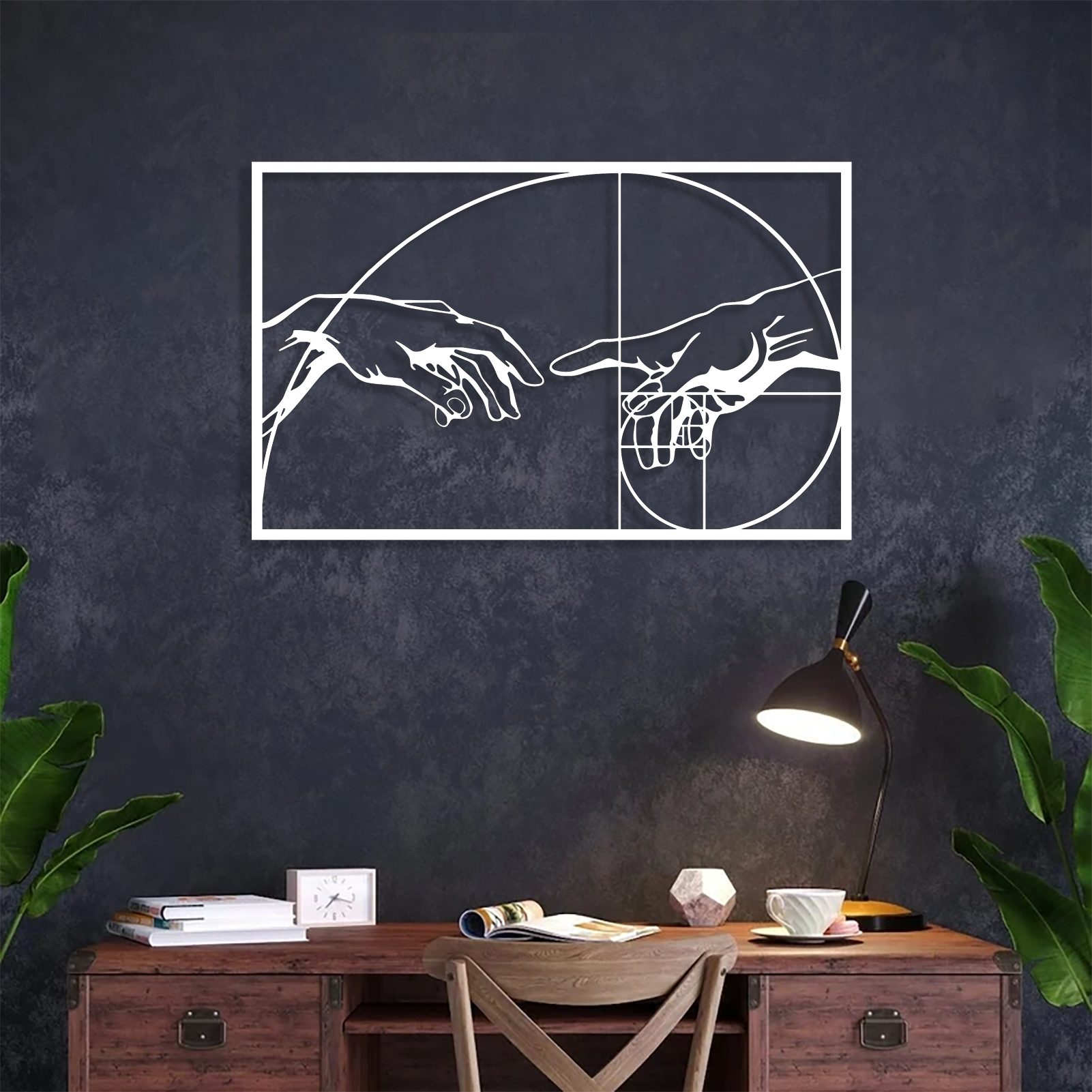Jumpeak Wanddekoobjekt Geometrisches Bild Metall Wanddekoration, Abstrakte Kunst, Metall, Hergestellt aus Metall,Schwarz,Weiß,3 Größe