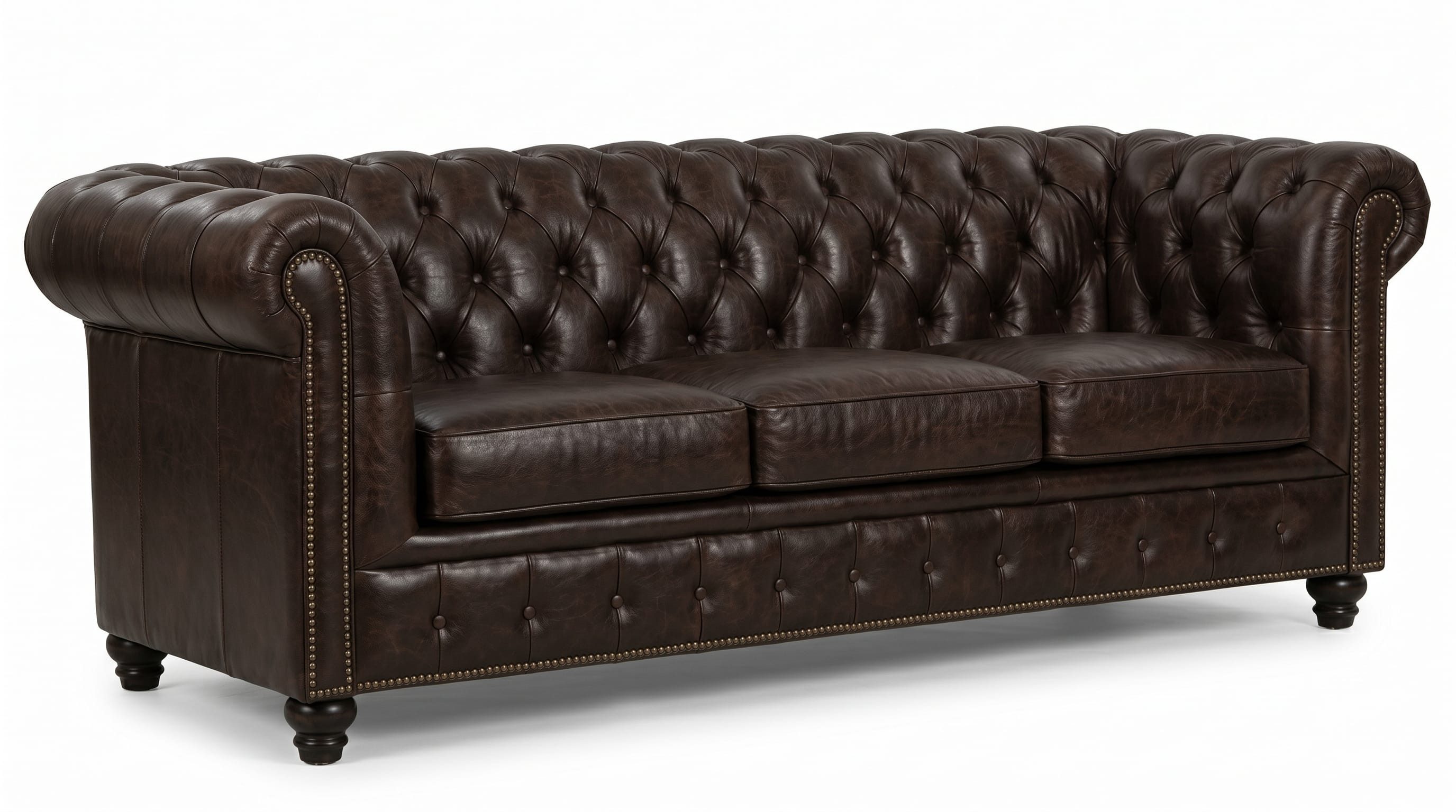 JVmoebel Chesterfield-Sofa Braunes Wohnzimmer-Set: 3+1-Sitzer Chesterfield Ledersofas, 2 Teile, Made in Europa
