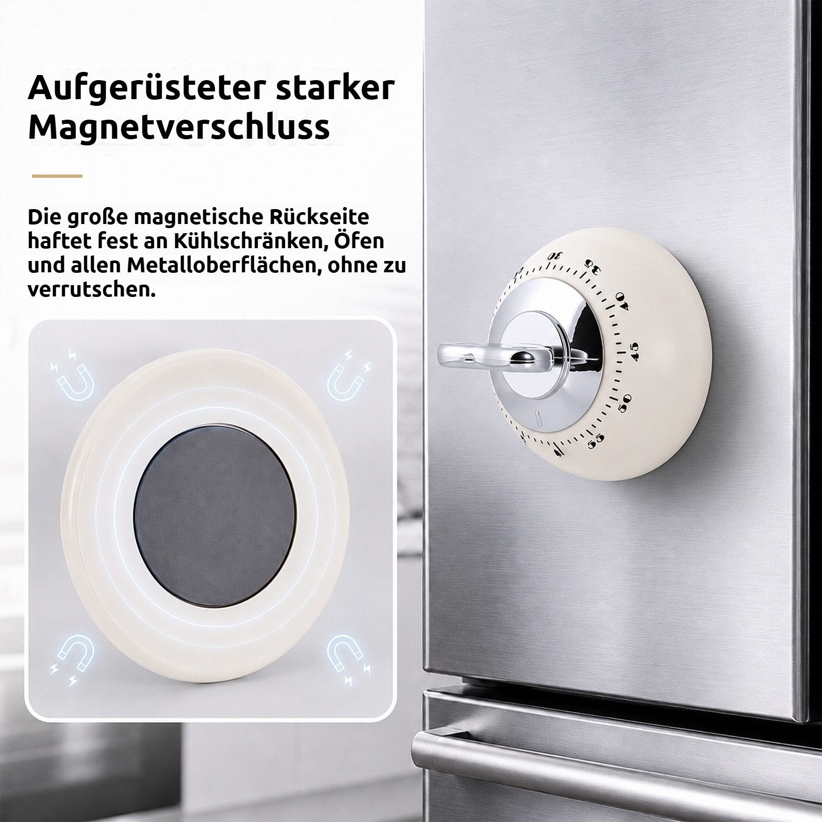 BlingBin Küchentimer Magnetischer mechanischer Küchentimer 60 Min, Eieruhr mit lautem Alarm Kurzzeitwecker für Küche, Büro und Studium