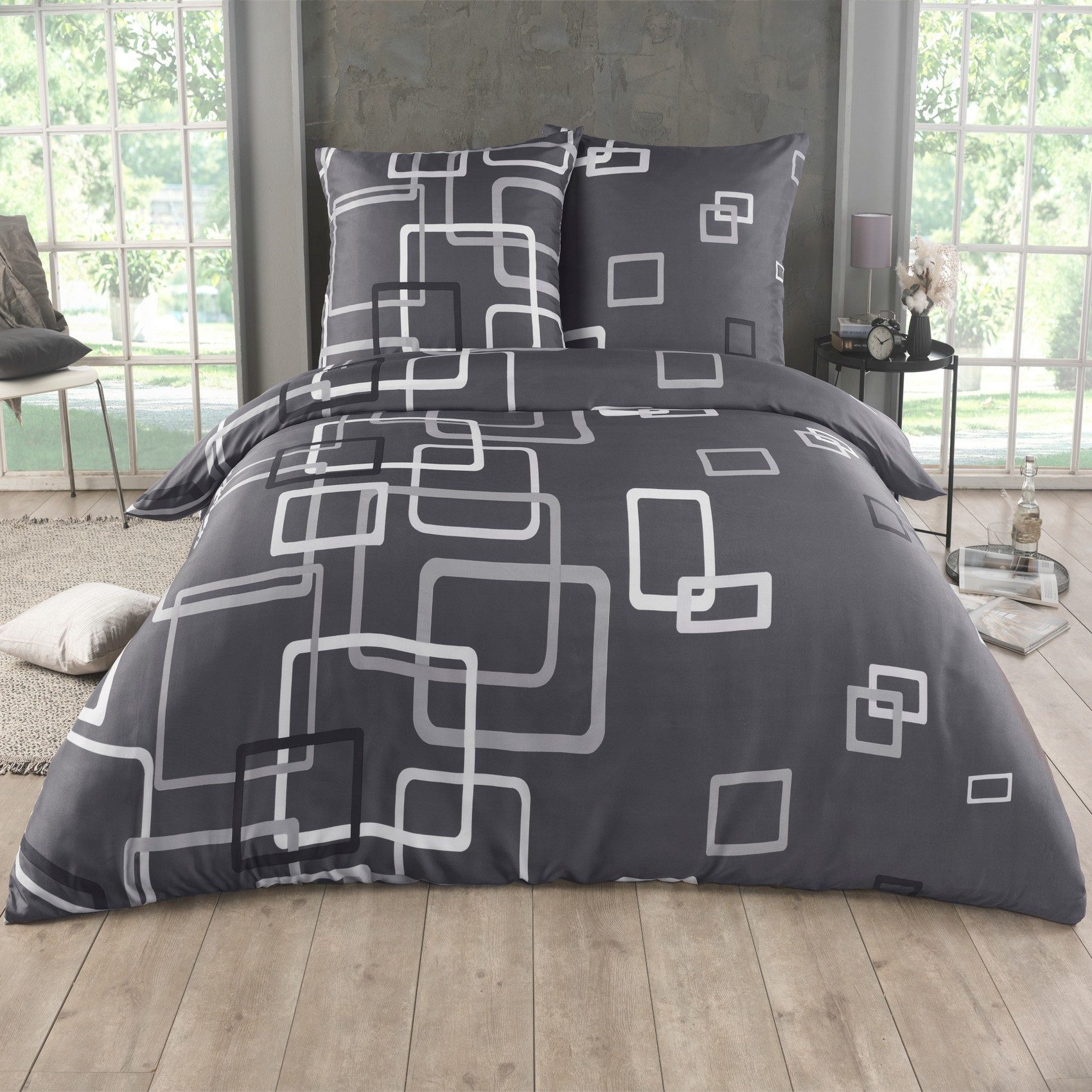 Kuscheli Bettwäsche 135x200 + 80x80 cm atmungsaktiver Bettbezug, moderne De günstig online kaufen