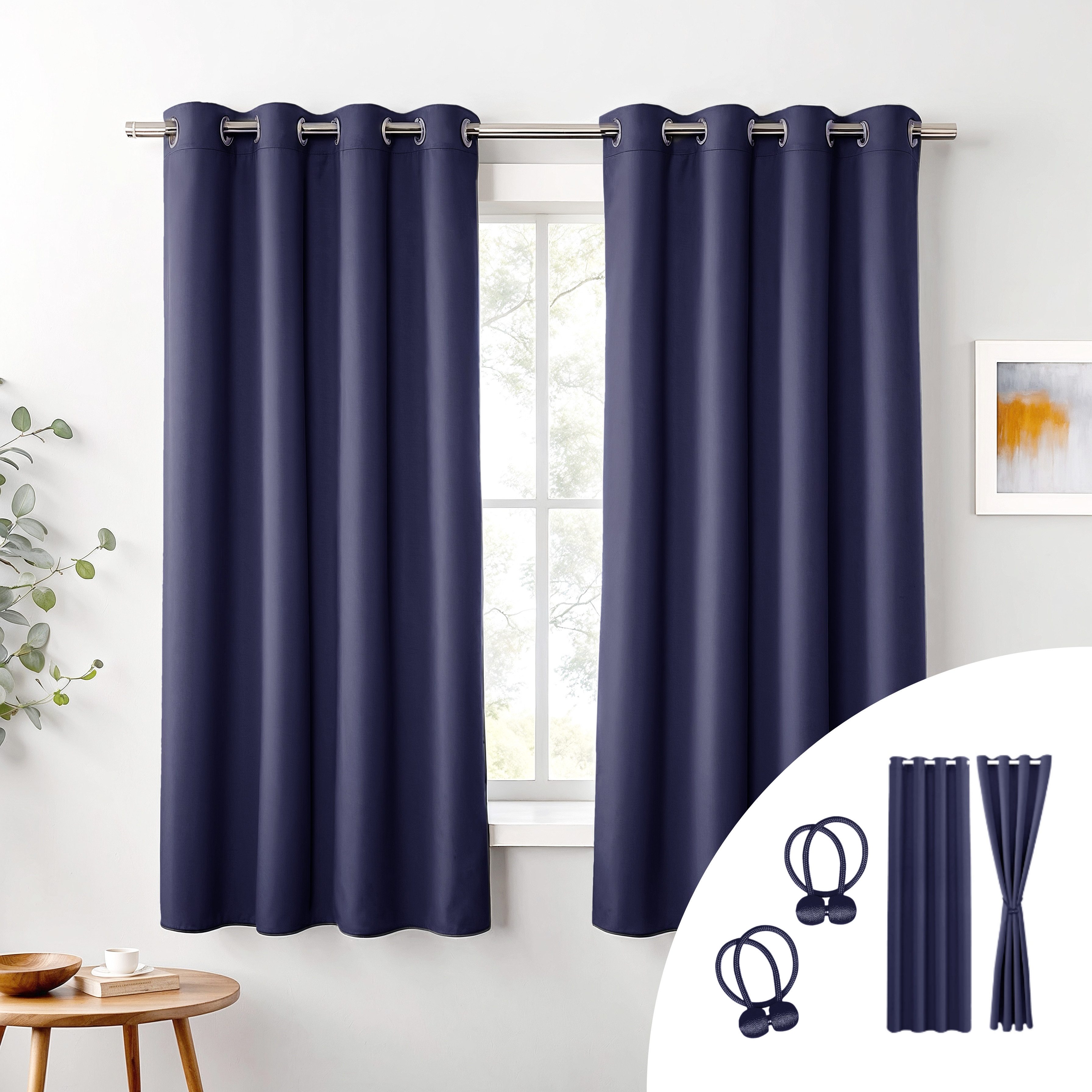 Cozyor Verdunkelungsvorhang 2er-Set inkl. 2 Magnethalter, thermoisolierend, Gardinen blickdicht (2 St), Ösen, verdunkelnd, Mikrofaser Polyester, Gardinen Thermo Vorhang 160x135 Wohnzimmer, Schlafzimmer, Kinderzimmer