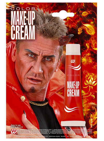 Widdmann Theaterschminke Make-up Tube rot, 28 ml Schminkcreme für Fasching und Halloween