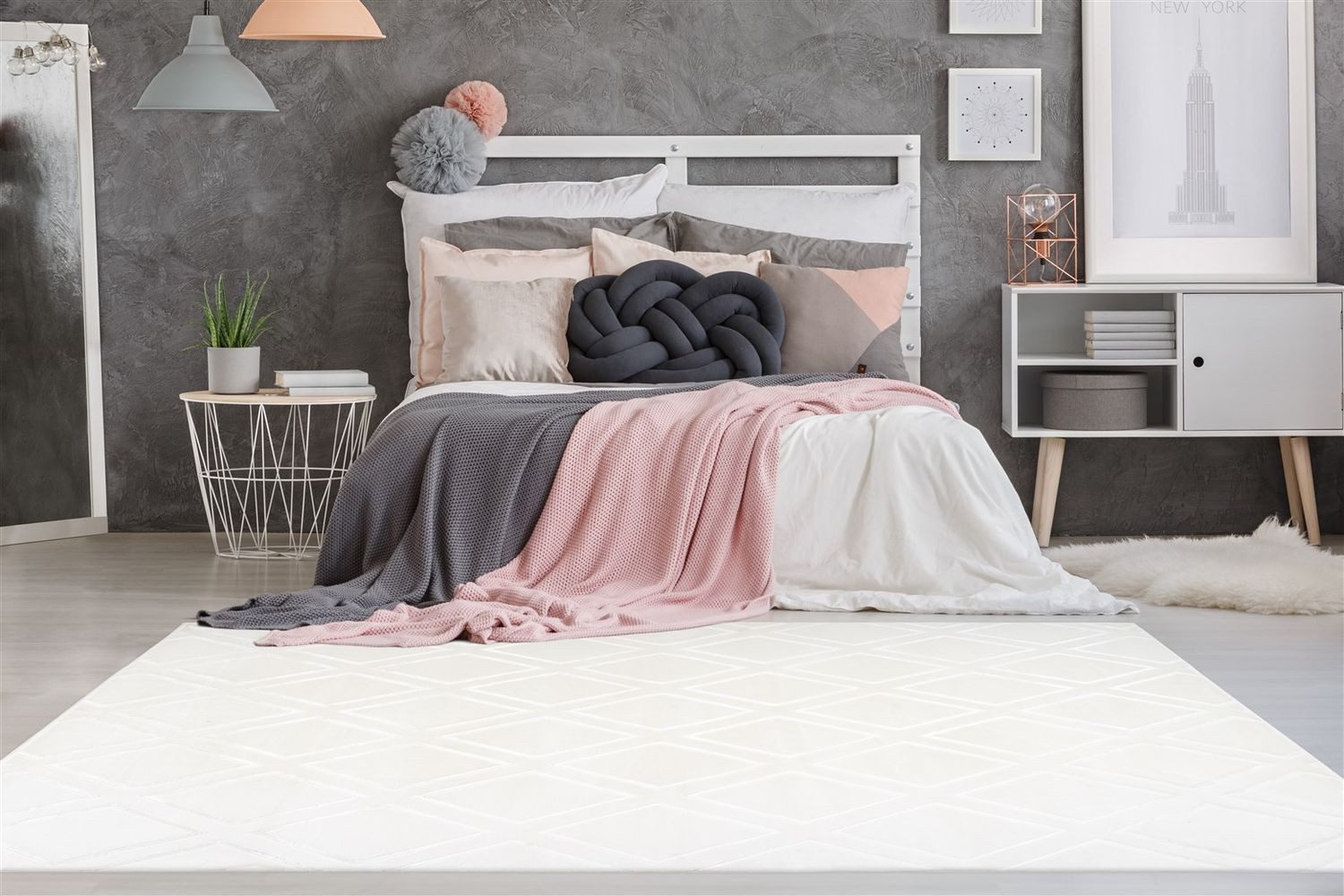 Teppich Boss Teppich Kurzflor Teppich Manuel 325 - Weiß, rechteckig, Höhe: 8 mm