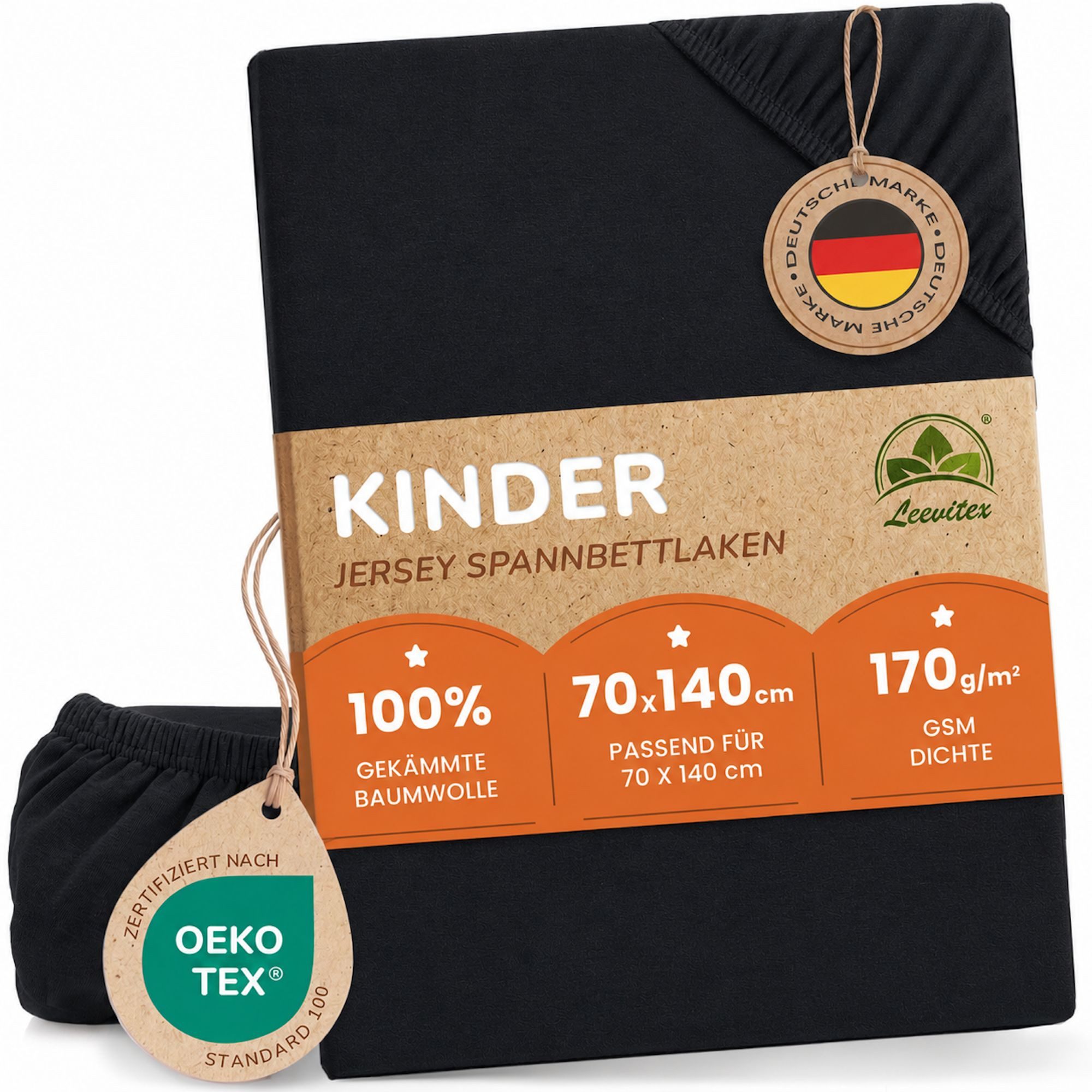 leevitex® Spannbettlaken für Kinderbetten, 1er-Set, 70 x 140 cm, Steghöhe 15 cm, Jersey, Gummizug: rundum, (1 Stück), verschiedene Farben, OEKO-TEX® STANDARD 100 zertifiziert