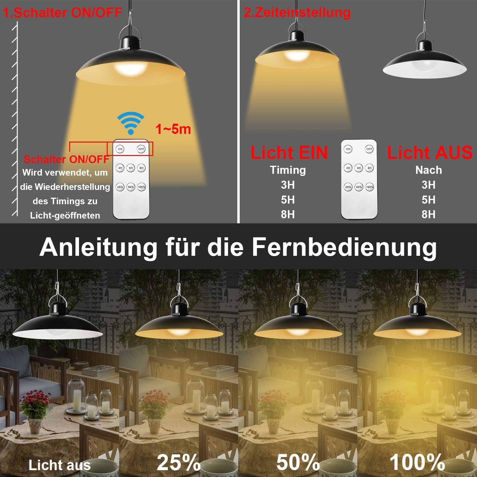 Sunicol Hängeleuchten LED-Solarleuchten,Fernbedienung,Zeitschaltuhr, 3,2m Verlängerungskabel, dimmbare,IP65 wasserdicht Weiß, Warmweiß