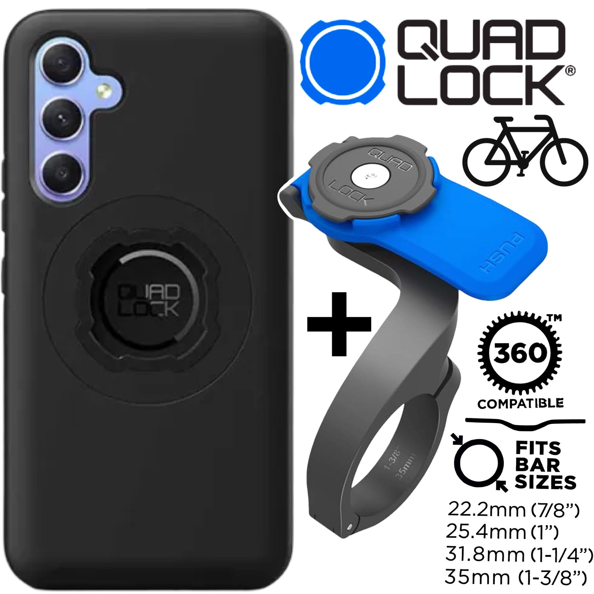 Handy-Halterung QUAD LOCK MAG Fahrrad Handy Hülle + Front Mount V3