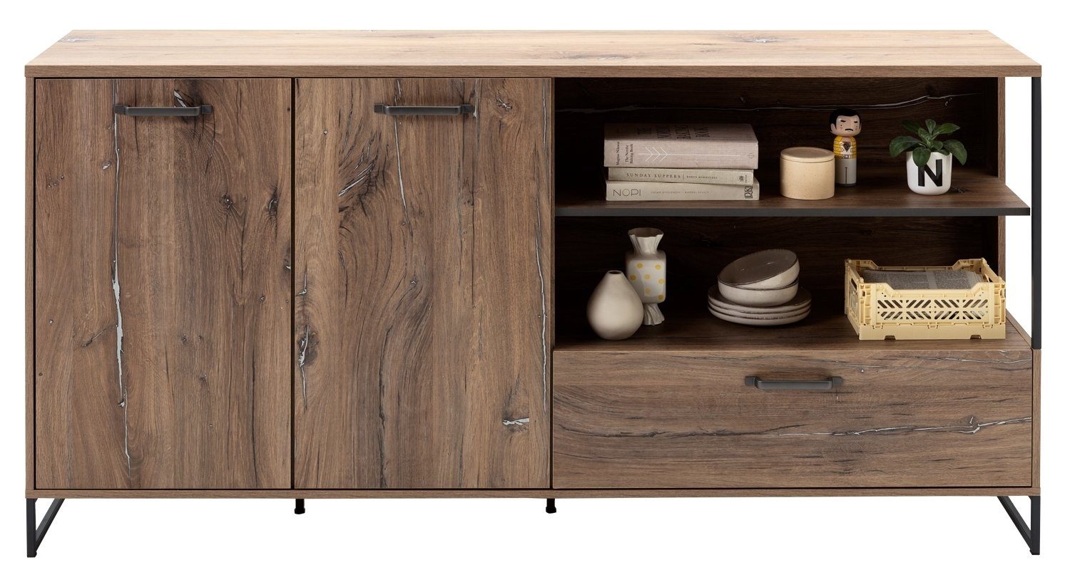 Kommode Sideboard, KANSAS, Braun, B 180 cm, T 42 cm