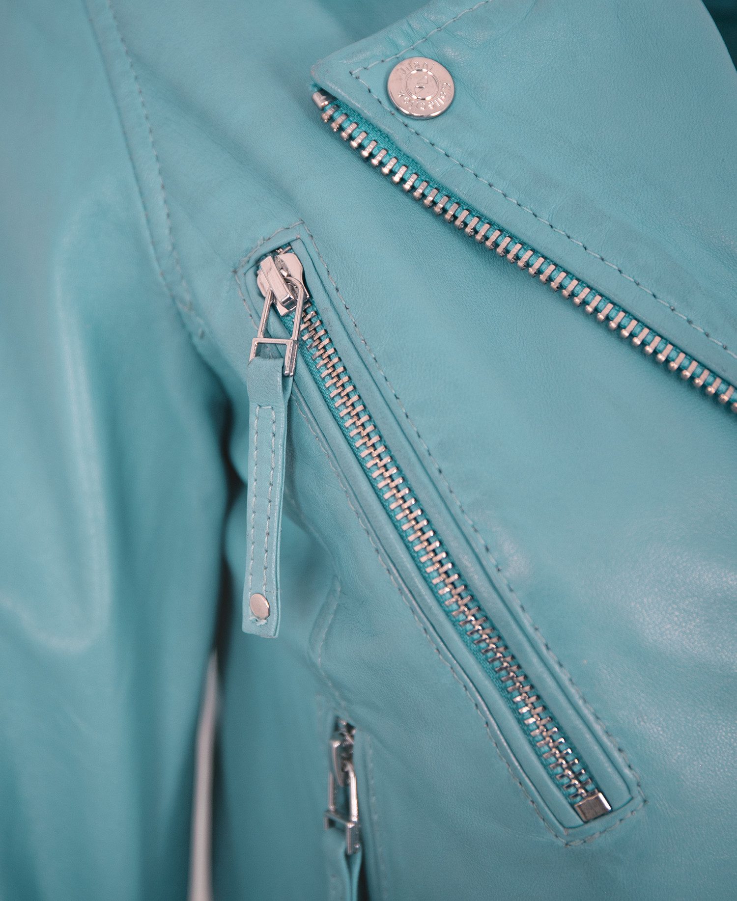 Jilani Lederjacke Smilly Jilani - Damen Lederjacke Bikerjacke Lammnappa hellblau