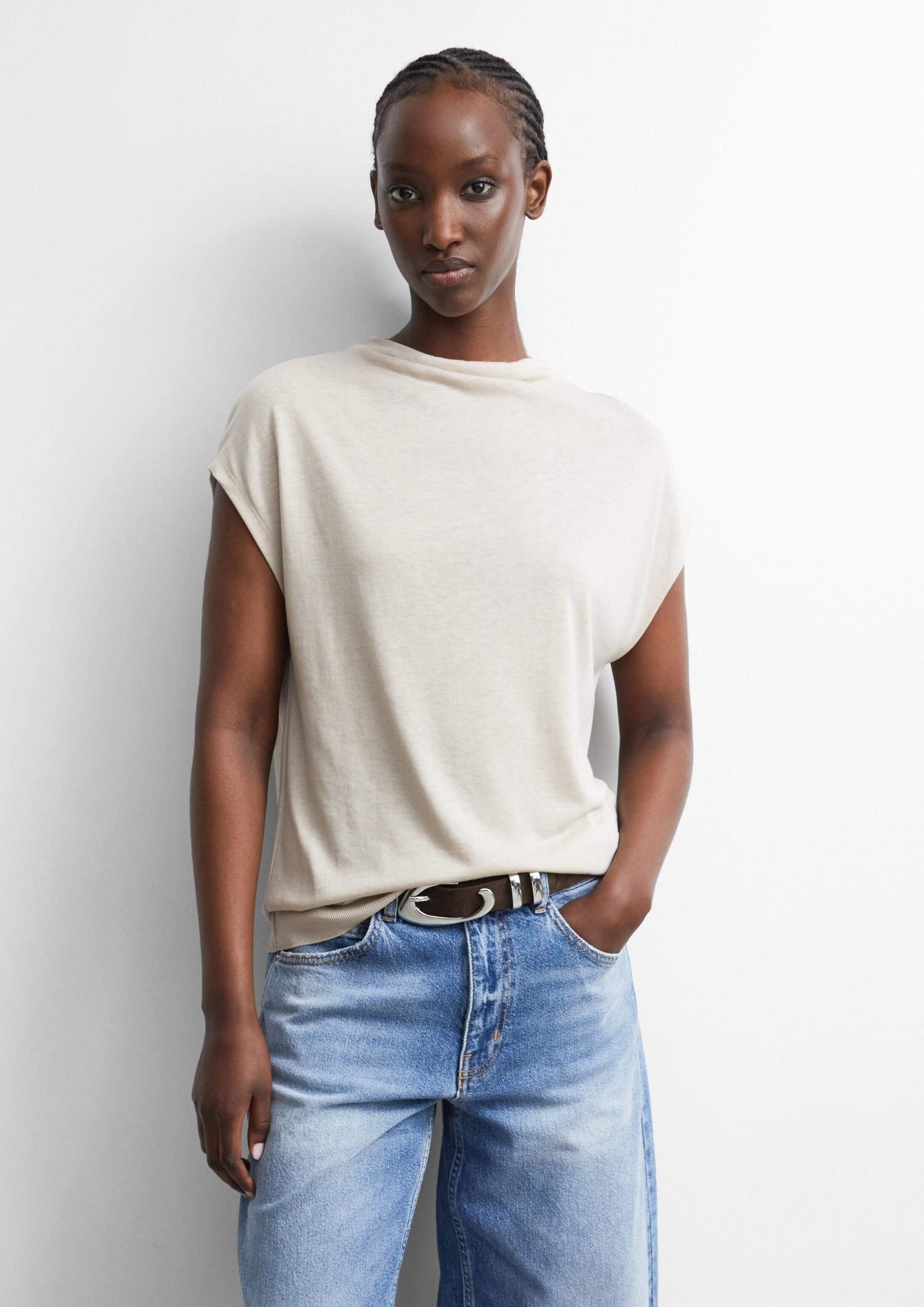 comma Kurzarmshirt T-Shirt Fließendes Shirt aus Lyocellmix