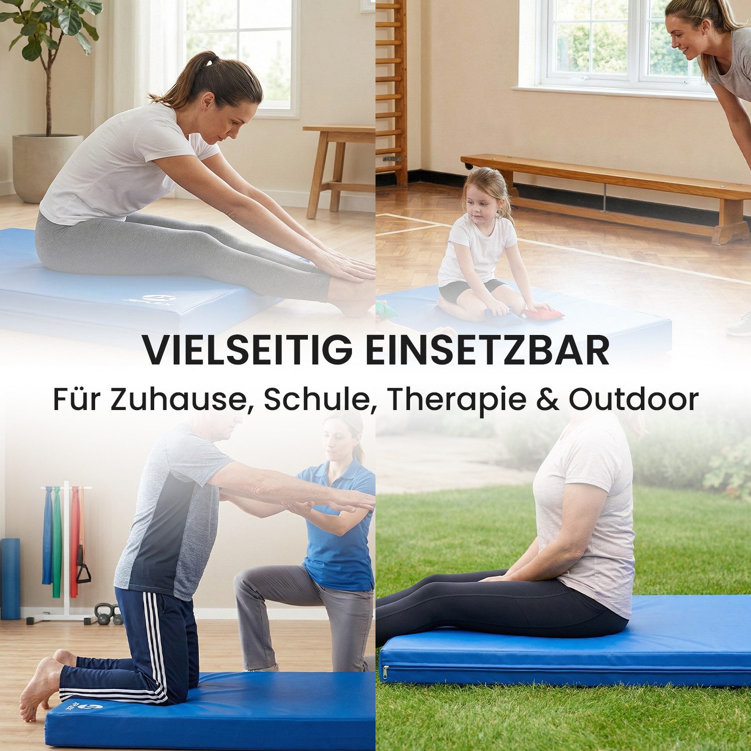 Jeflex Weichbodenmatte Jeflex Turnmatte klappbar 250 x 100 x 8 cm Fitness Weichbodenmatte, 250cm x 100cm x 8cm, Made in Germany